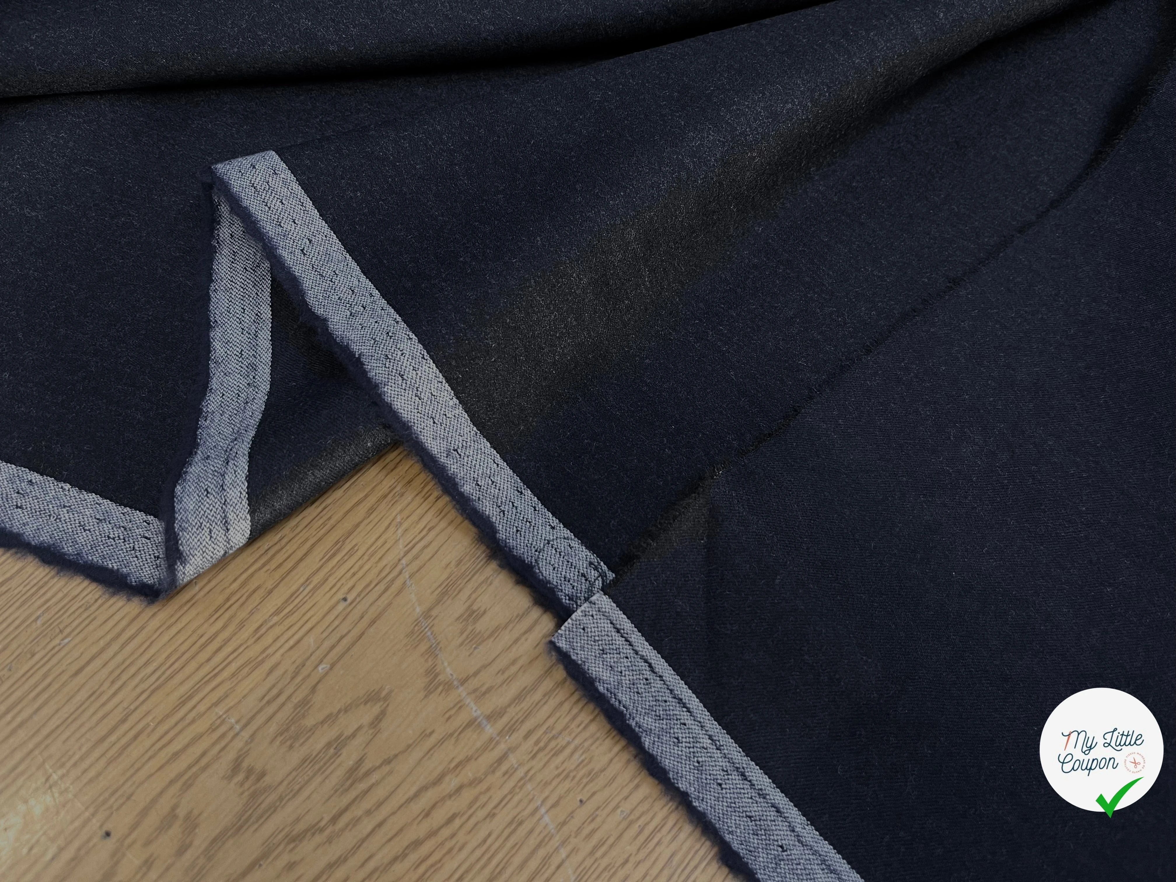 DRAPERIE DE LAINE FLANELLE BLEU NUIT CHINÉ DEPERLANTE - My Little Coupon