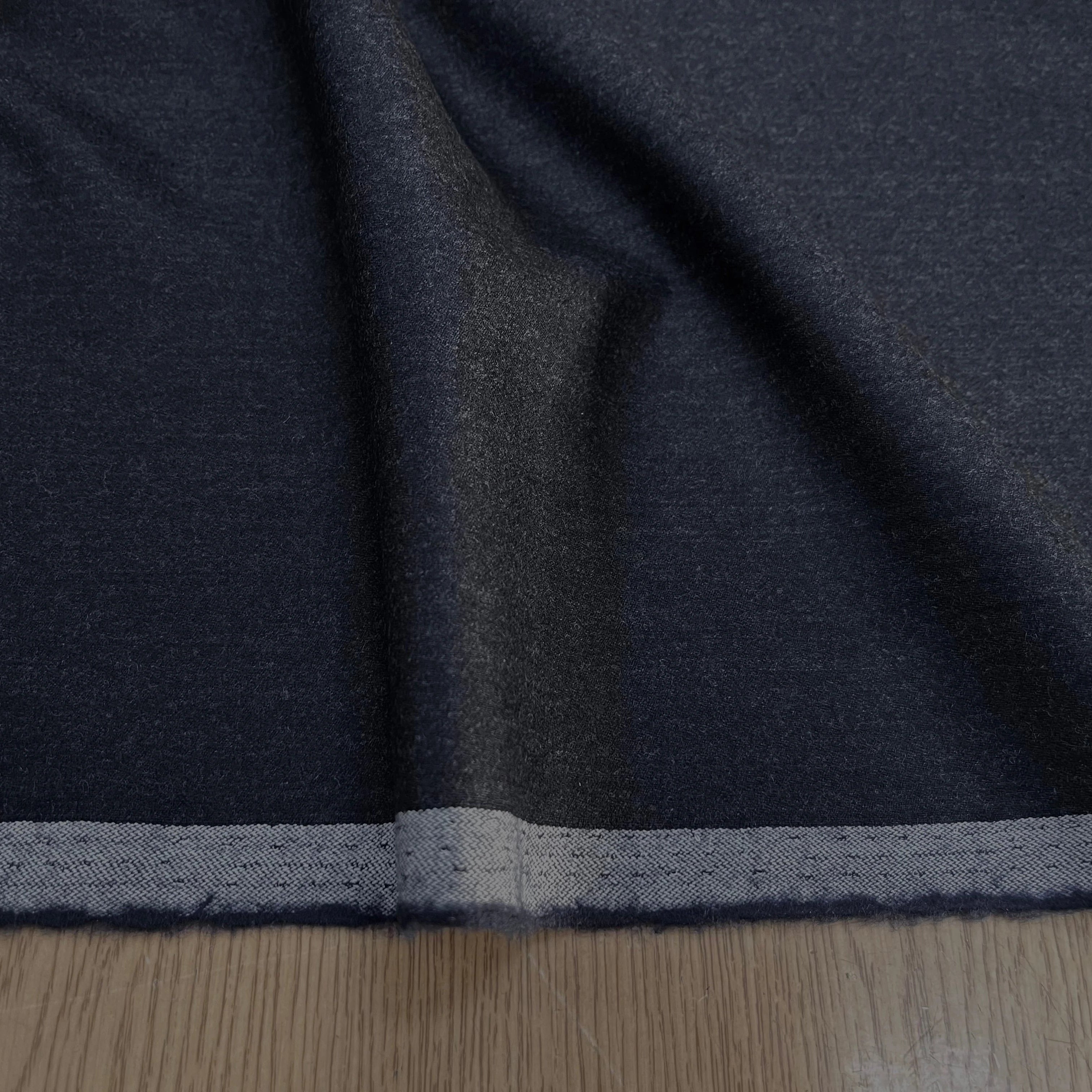 DRAPERIE DE LAINE FLANELLE BLEU NUIT CHINÉ DEPERLANTE - My Little Coupon