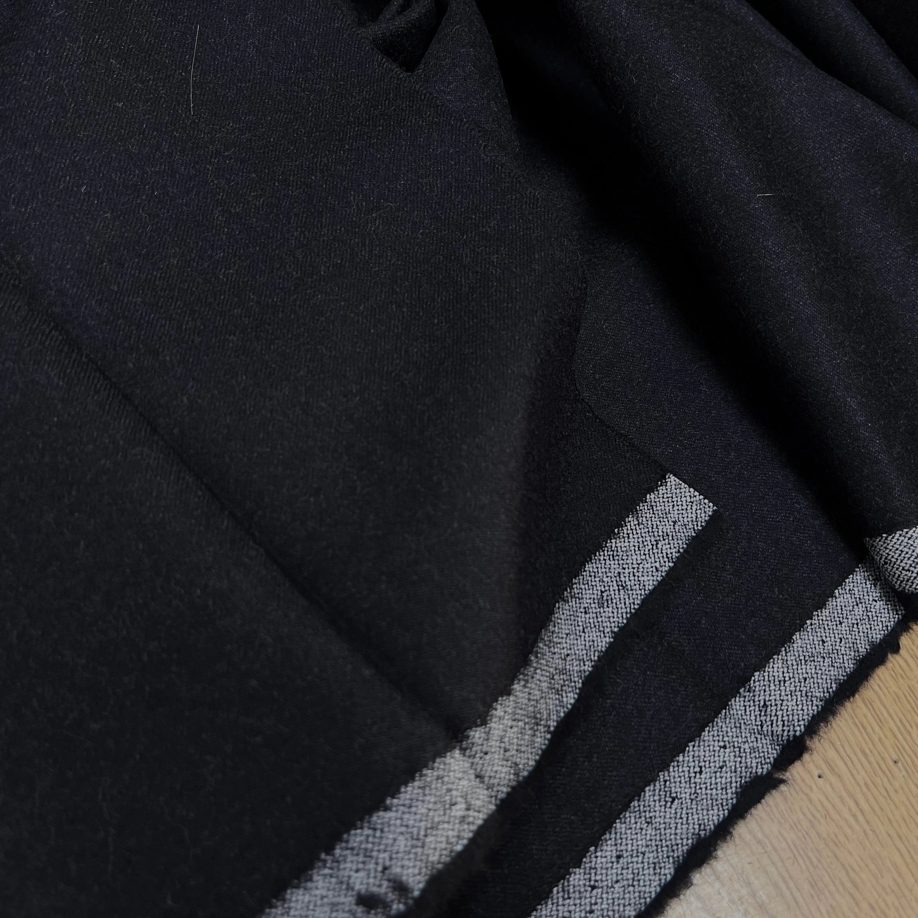 DRAPERIE DE LAINE FLANELLE BLEU NUIT FONCÉ CHINÉ DEPERLANTE - My Little Coupon