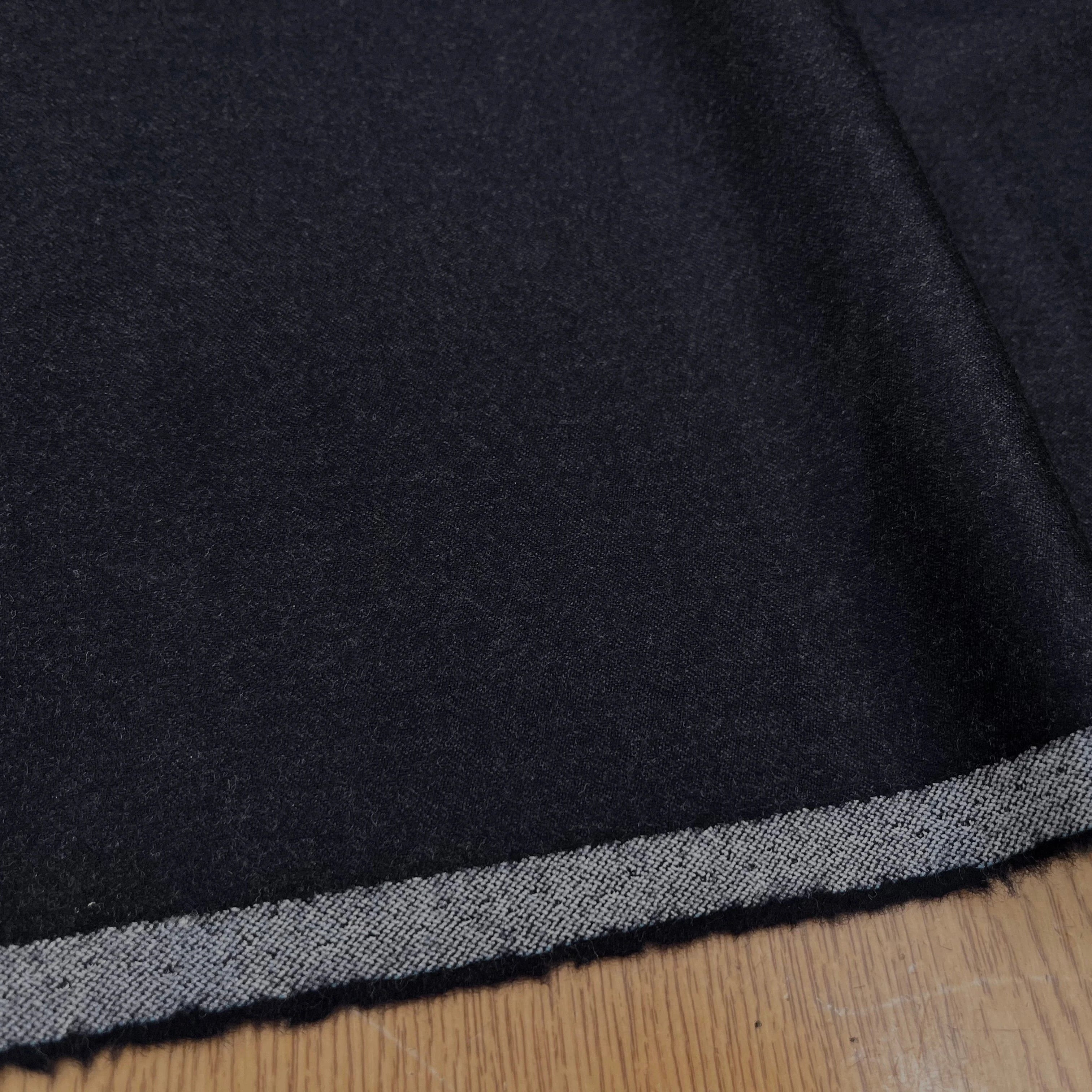 DRAPERIE DE LAINE FLANELLE BLEU NUIT FONCÉ CHINÉ DEPERLANTE - My Little Coupon