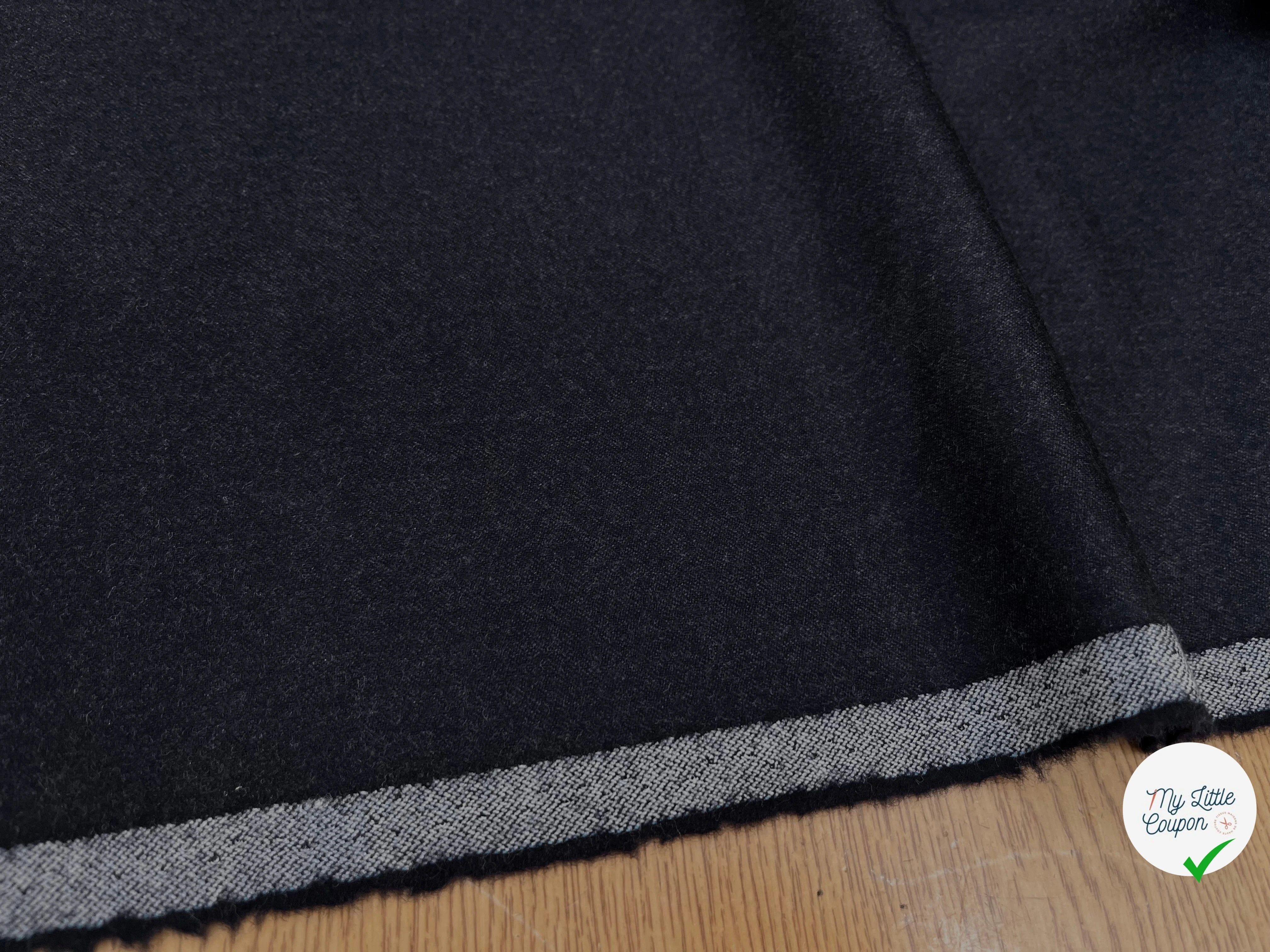 DRAPERIE DE LAINE FLANELLE BLEU NUIT FONCÉ CHINÉ DEPERLANTE - My Little Coupon