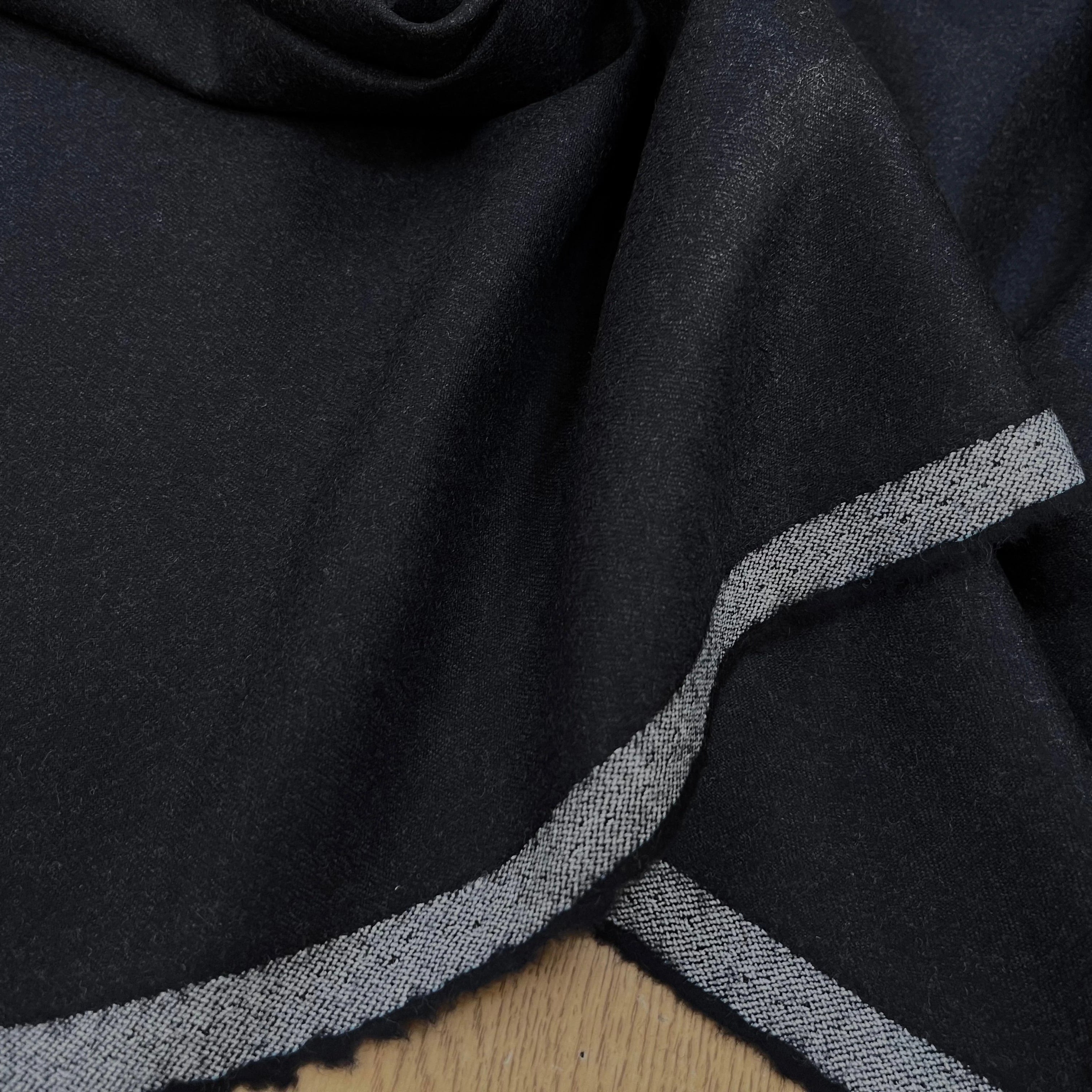 DRAPERIE DE LAINE FLANELLE BLEU NUIT FONCÉ CHINÉ DEPERLANTE - My Little Coupon