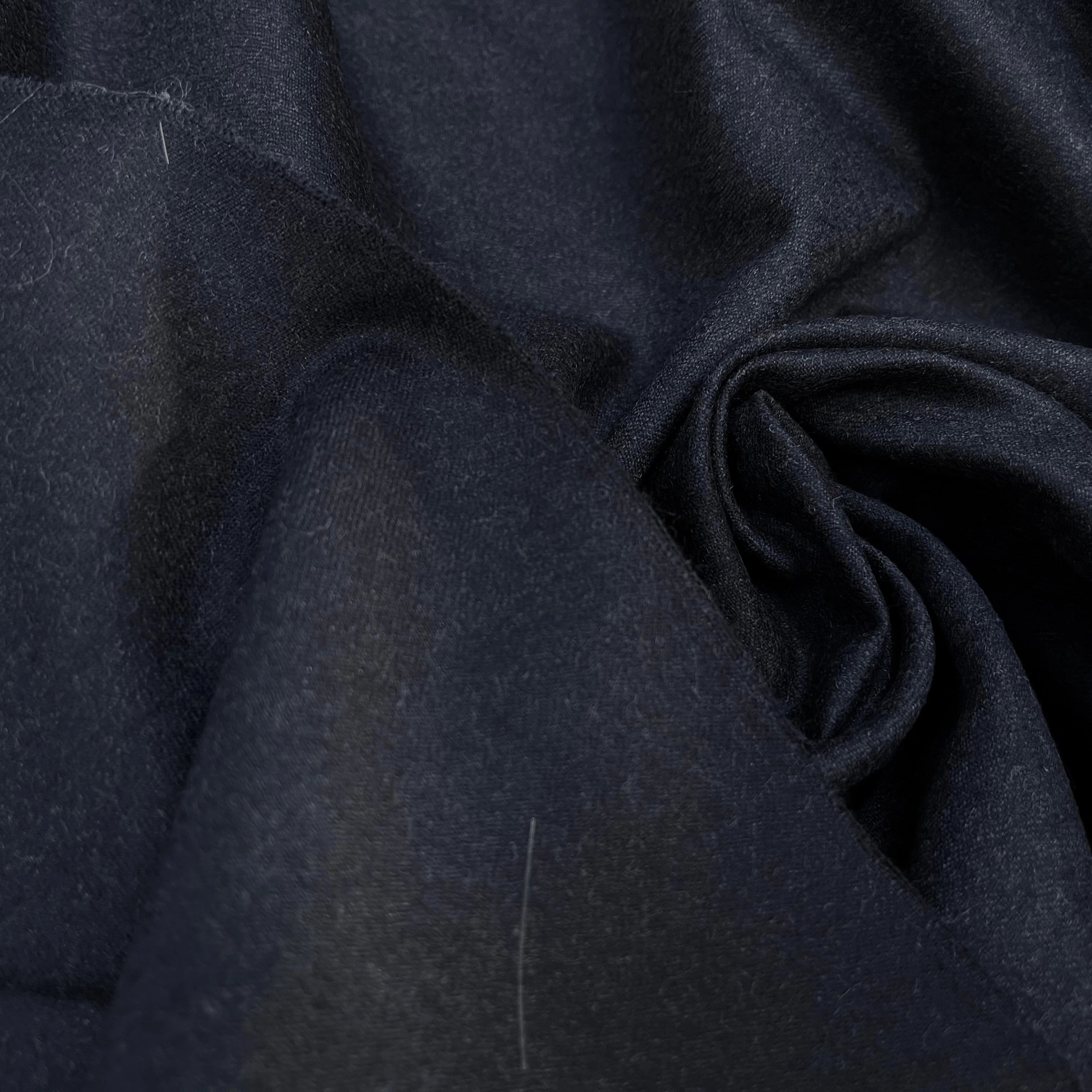 DRAPERIE DE LAINE FLANELLE BLEU NUIT FONCÉ CHINÉ DEPERLANTE - My Little Coupon