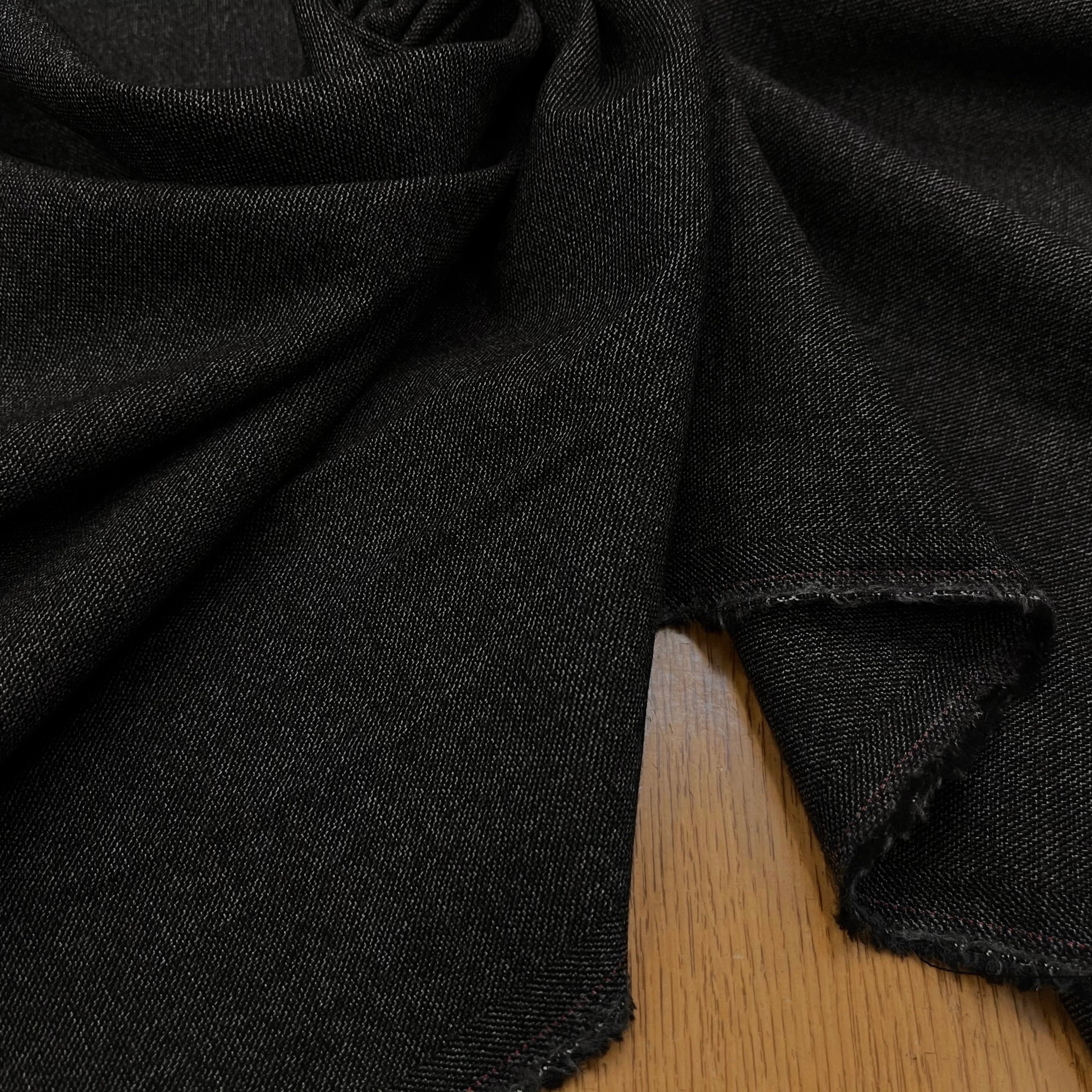 DRAPERIE DE LAINE FLANELLE GRIS CHINÉ DEPERLANTE FIL ROUGE SUR UNE LISIÈRE - My Little Coupon