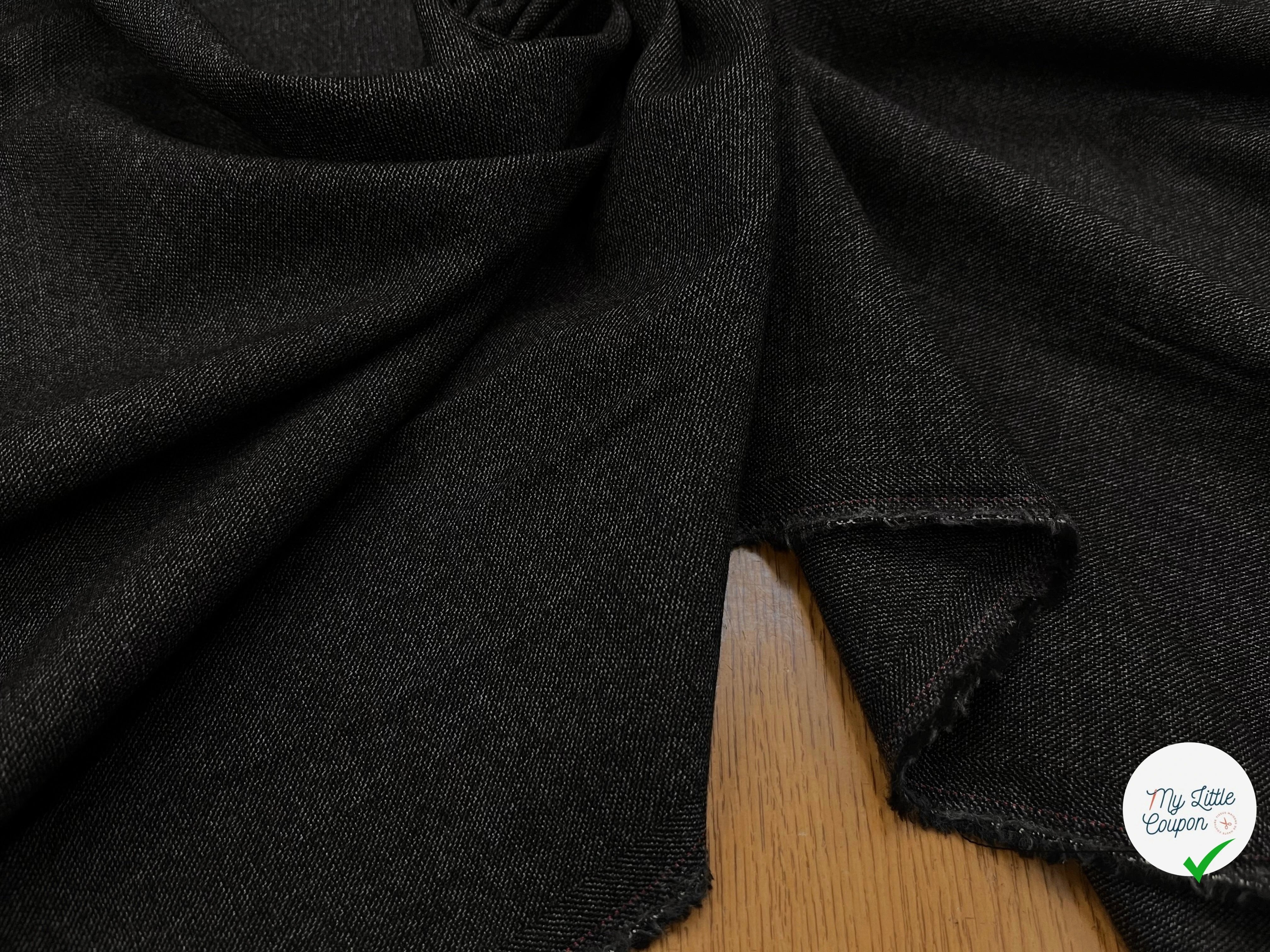 DRAPERIE DE LAINE FLANELLE GRIS CHINÉ DEPERLANTE FIL ROUGE SUR UNE LISIÈRE - My Little Coupon