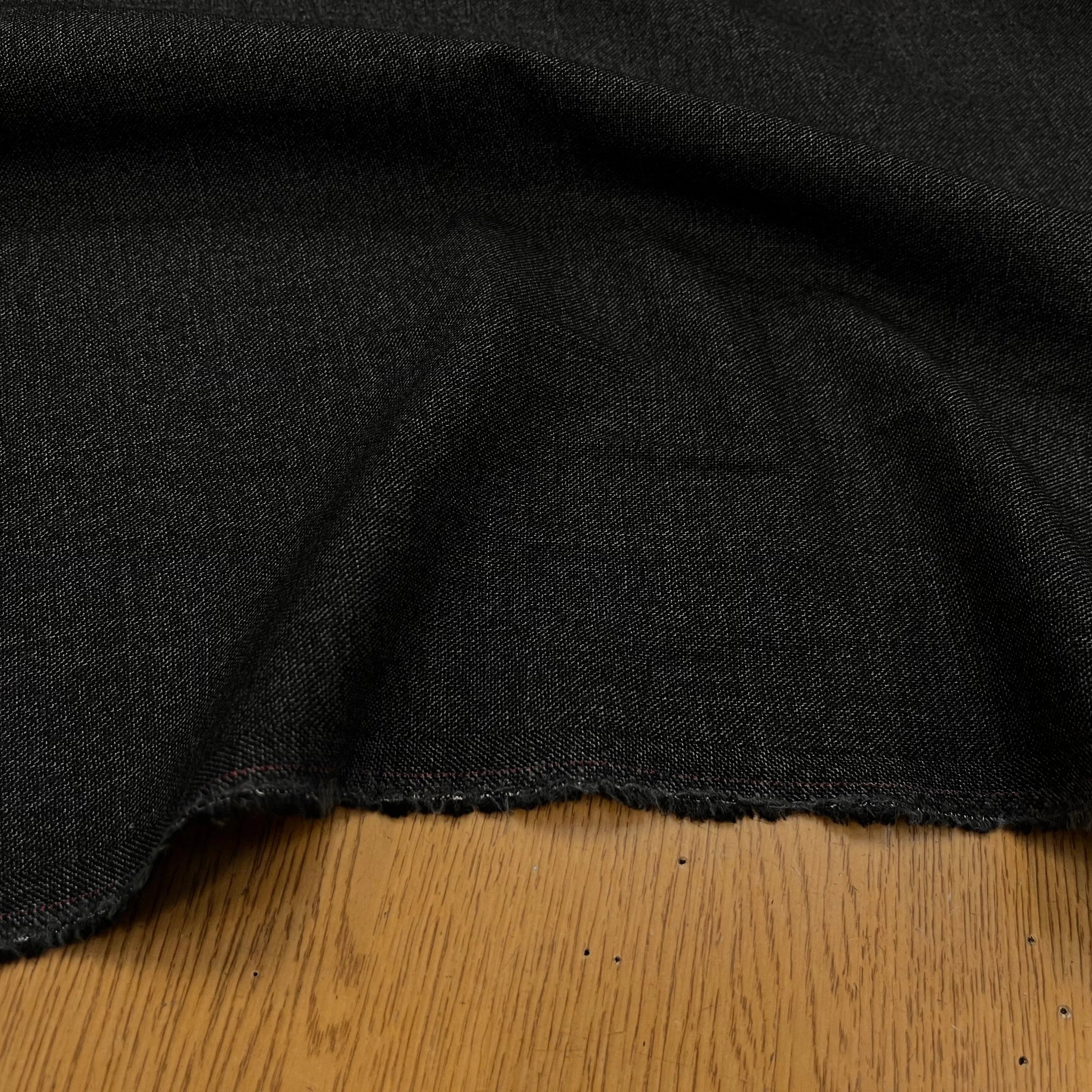 DRAPERIE DE LAINE FLANELLE GRIS CHINÉ DEPERLANTE FIL ROUGE SUR UNE LISIÈRE - My Little Coupon