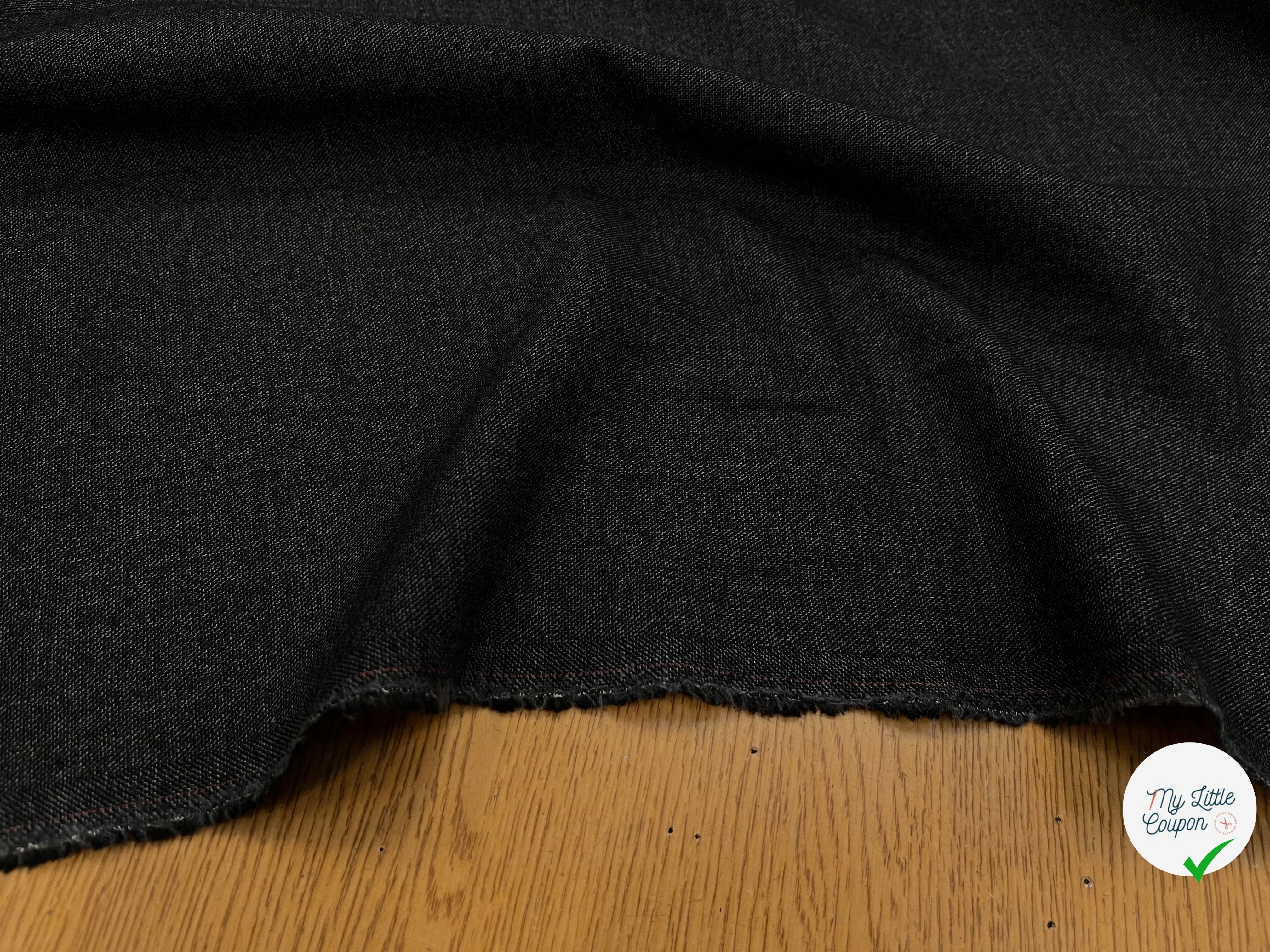 DRAPERIE DE LAINE FLANELLE GRIS CHINÉ DEPERLANTE FIL ROUGE SUR UNE LISIÈRE - My Little Coupon