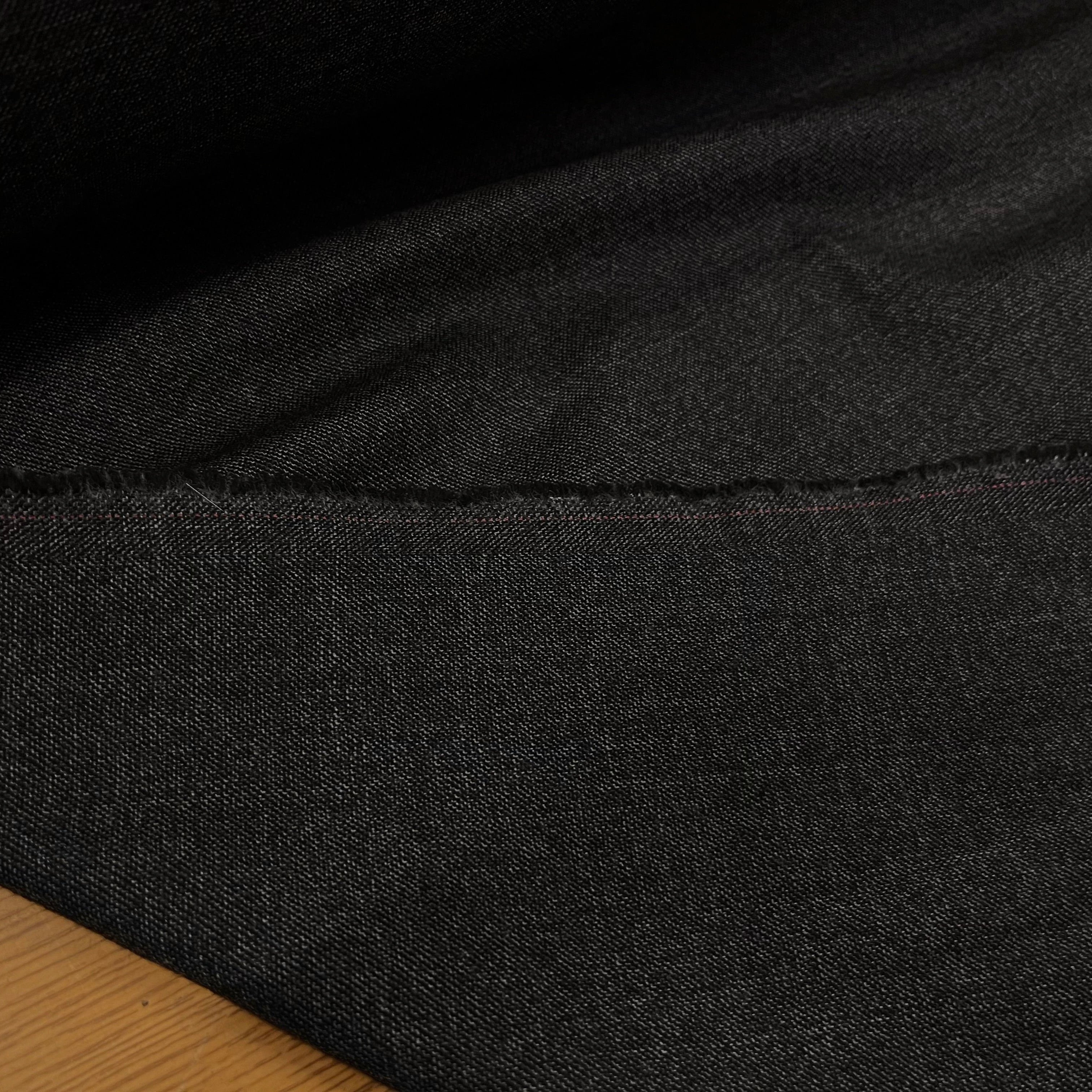 DRAPERIE DE LAINE FLANELLE GRIS CHINÉ DEPERLANTE FIL ROUGE SUR UNE LISIÈRE - My Little Coupon