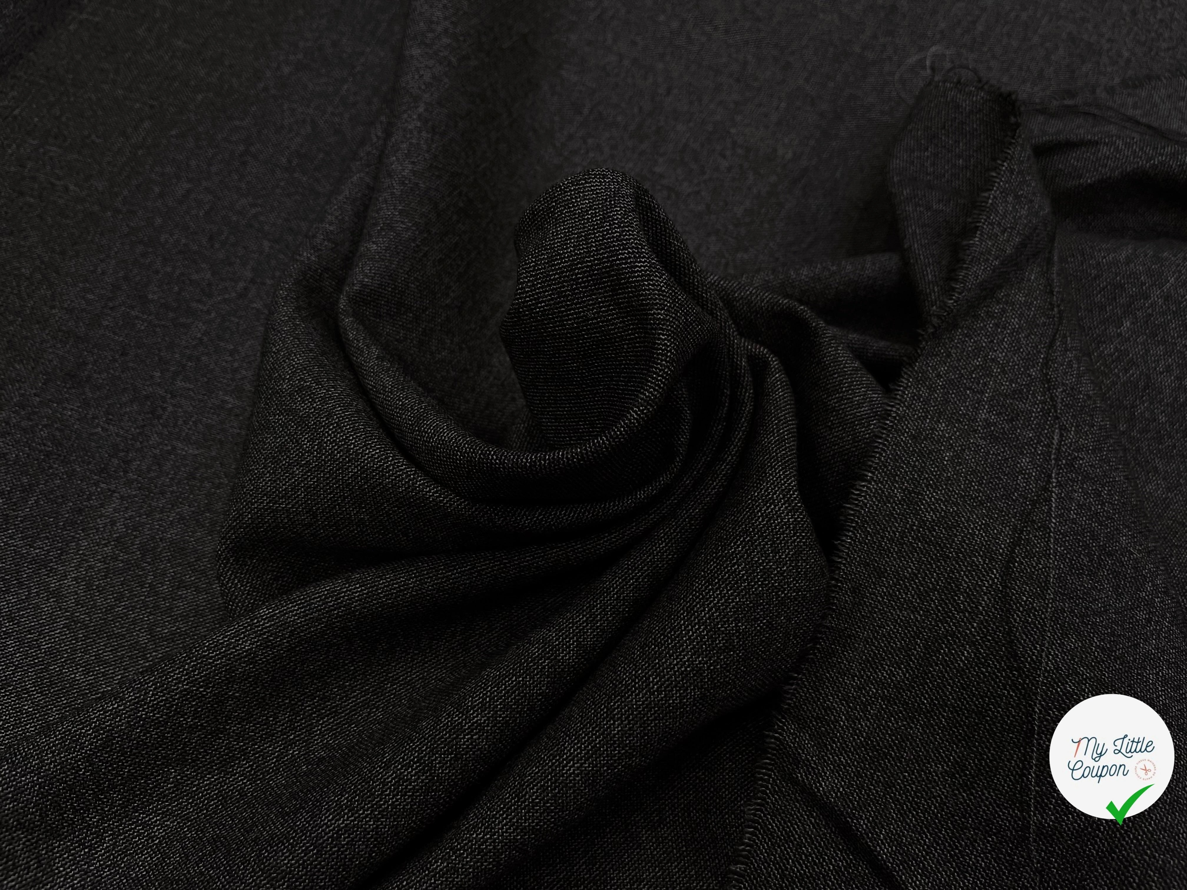 DRAPERIE DE LAINE FLANELLE GRIS CHINÉ DEPERLANTE FIL ROUGE SUR UNE LISIÈRE - My Little Coupon