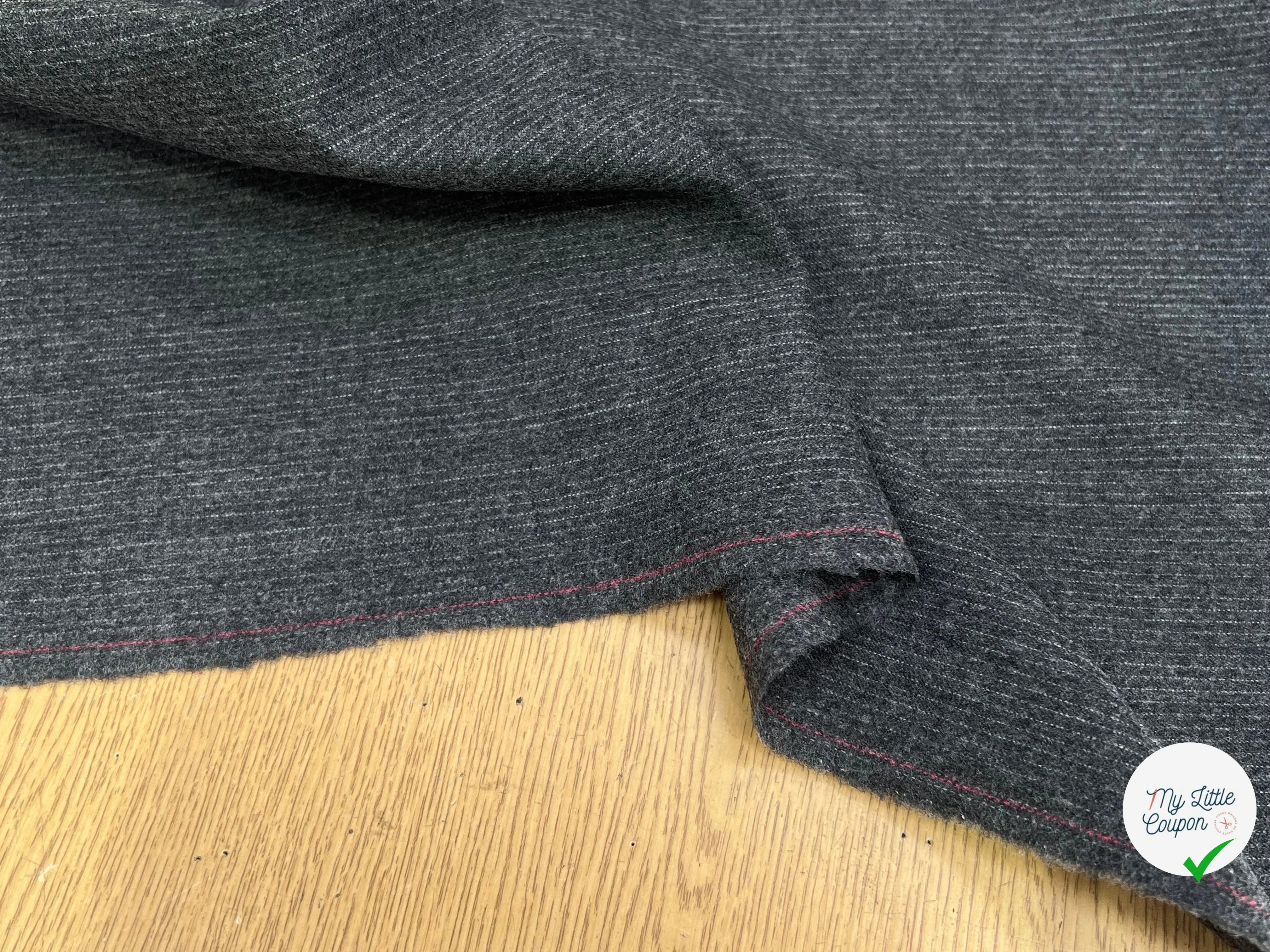 DRAPERIE DE LAINE FLANELLE GRIS FINE RAYURES BLANCHE - My Little Coupon