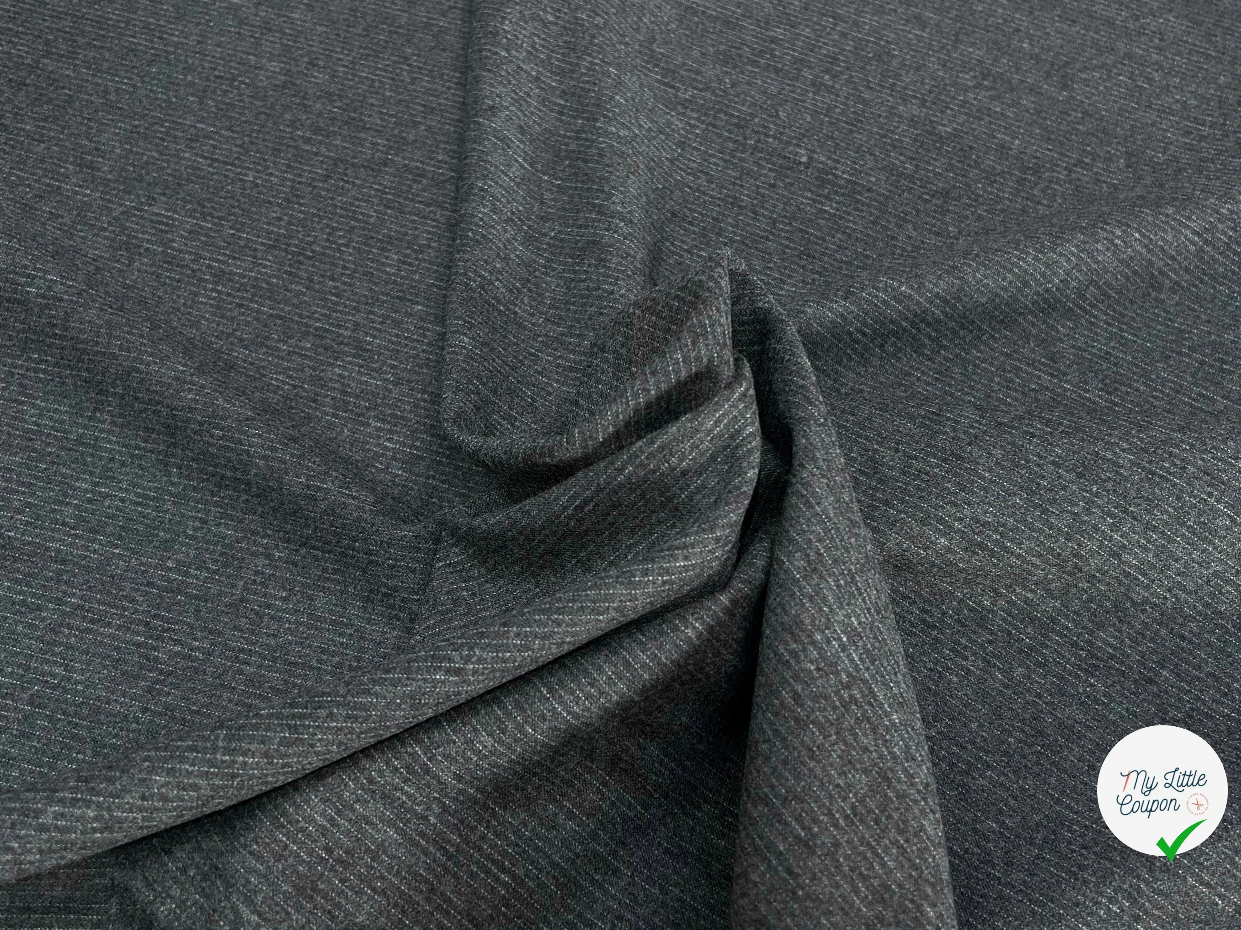 DRAPERIE DE LAINE FLANELLE GRIS FINE RAYURES BLANCHE - My Little Coupon