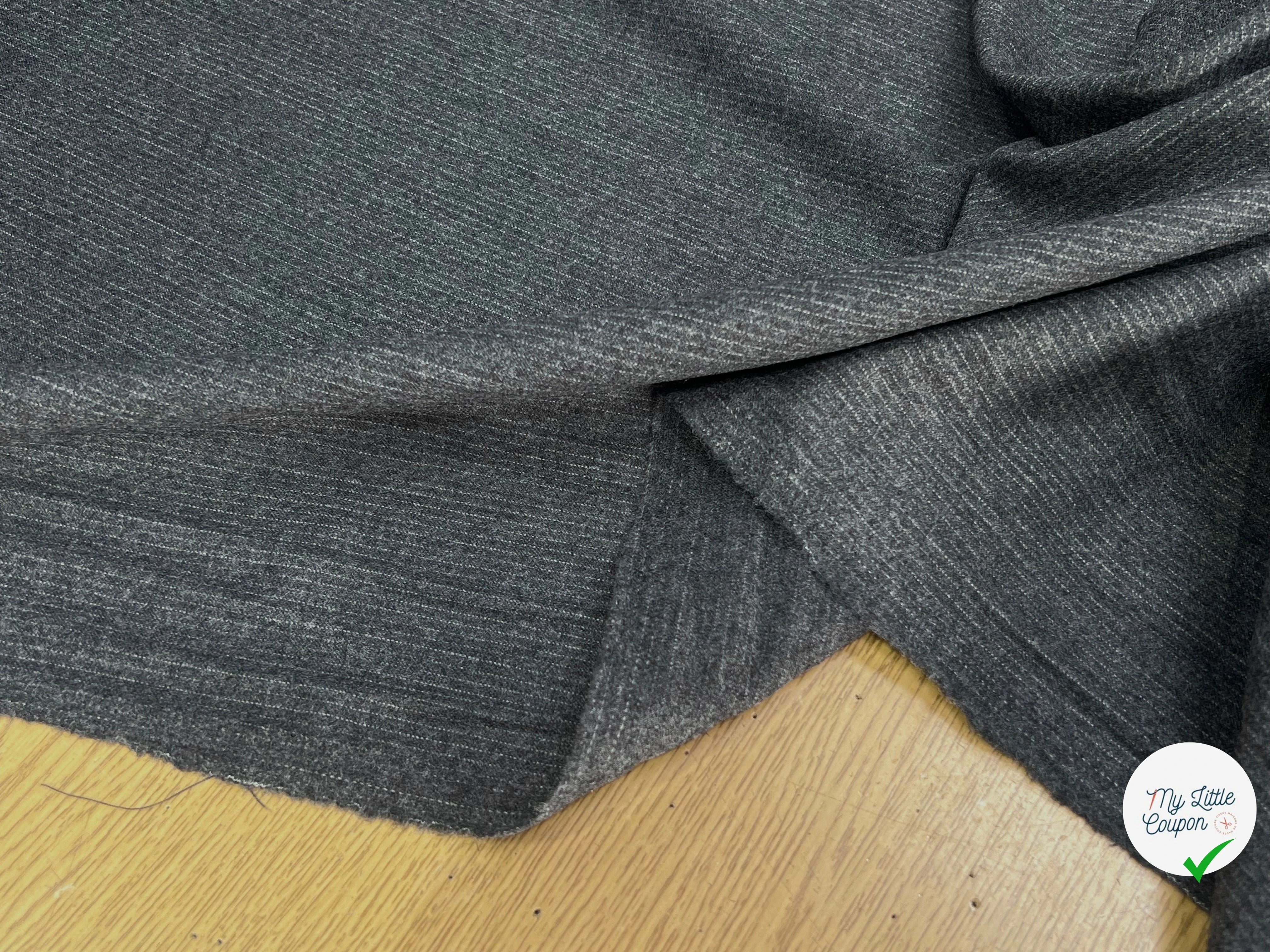 DRAPERIE DE LAINE FLANELLE GRIS FINE RAYURES BLANCHE - My Little Coupon