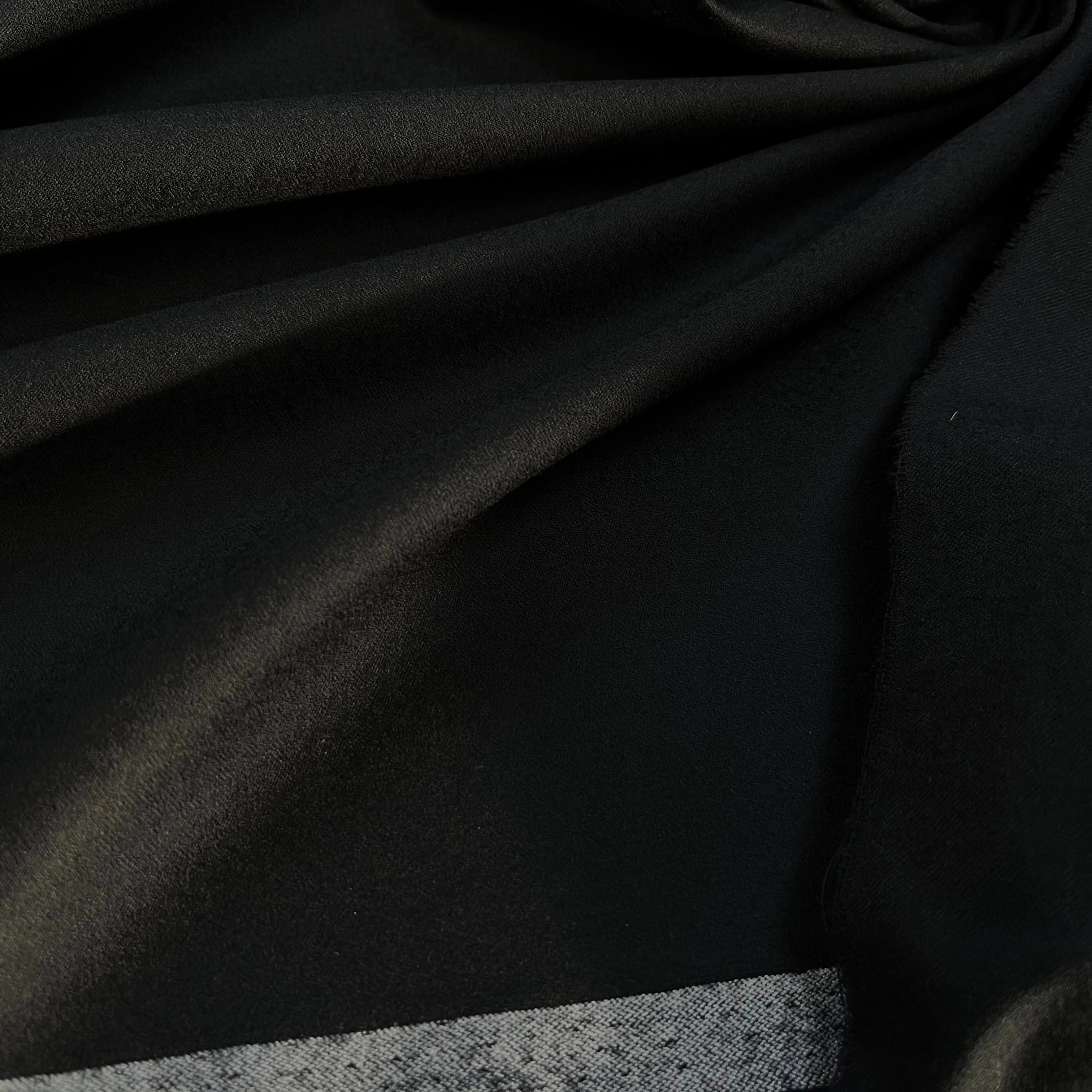 DRAPERIE DE LAINE FLANELLE NOIR DEPERLANTE - My Little Coupon