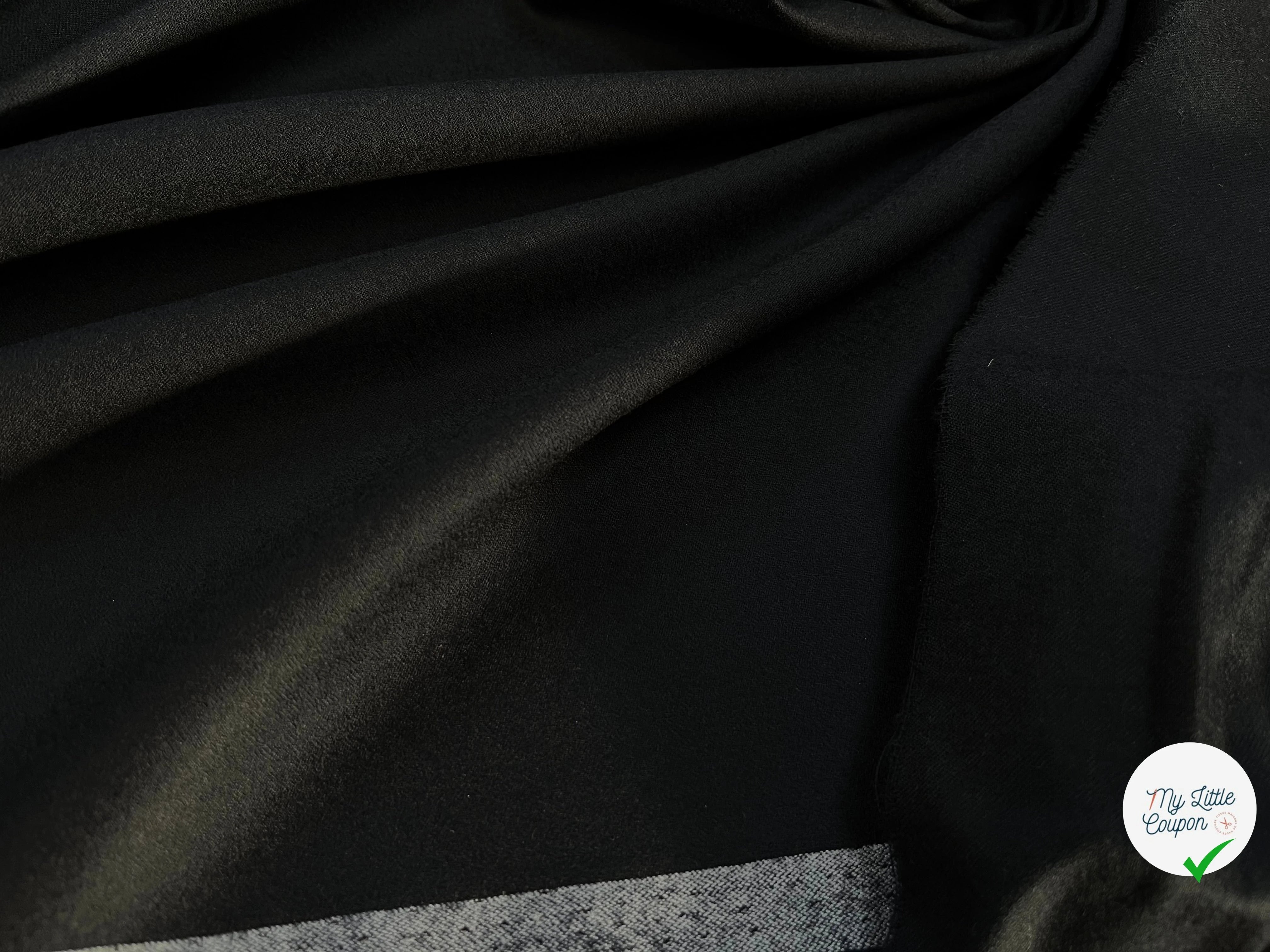 DRAPERIE DE LAINE FLANELLE NOIR DEPERLANTE - My Little Coupon