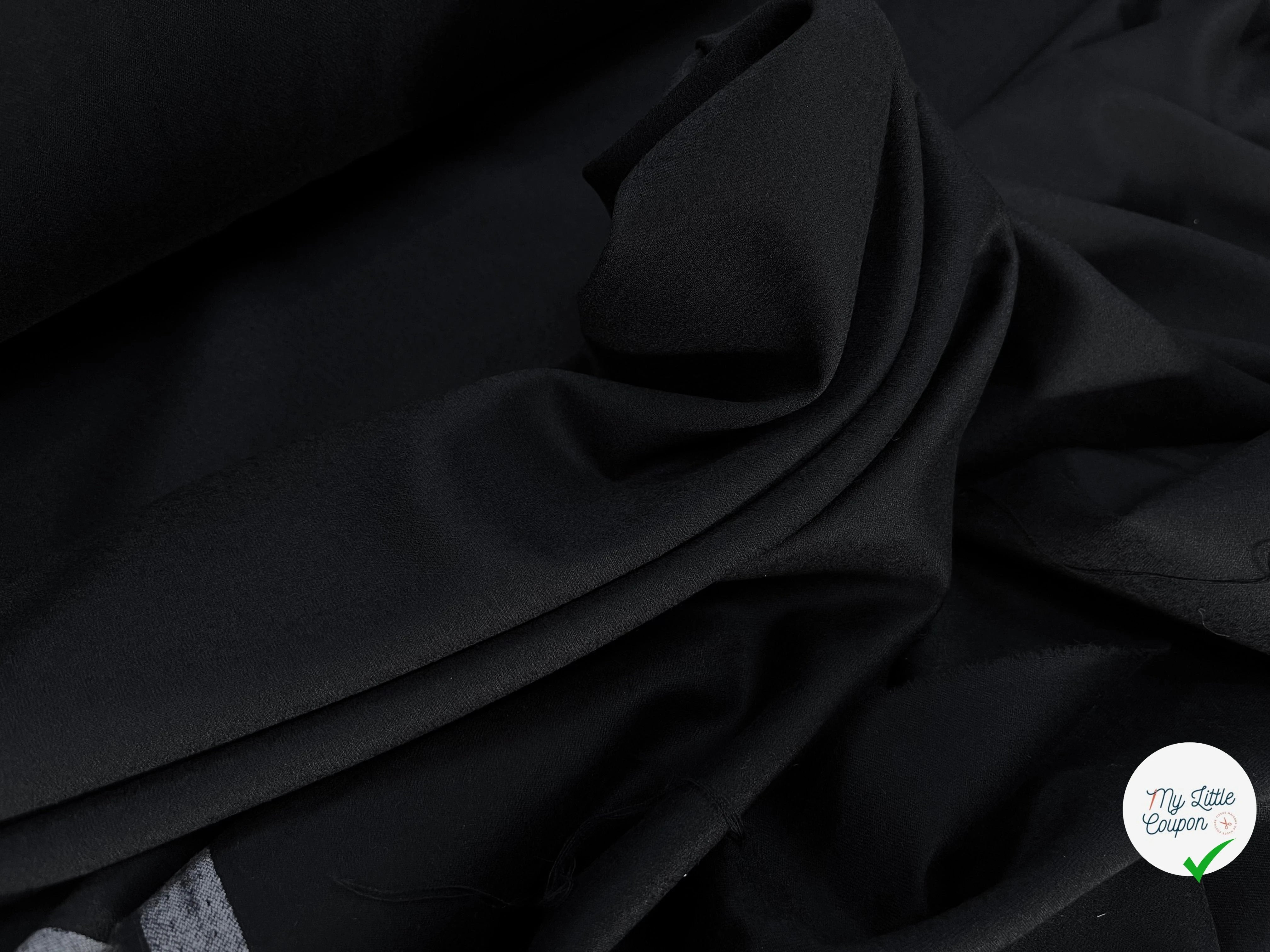 DRAPERIE DE LAINE FLANELLE NOIR DEPERLANTE - My Little Coupon