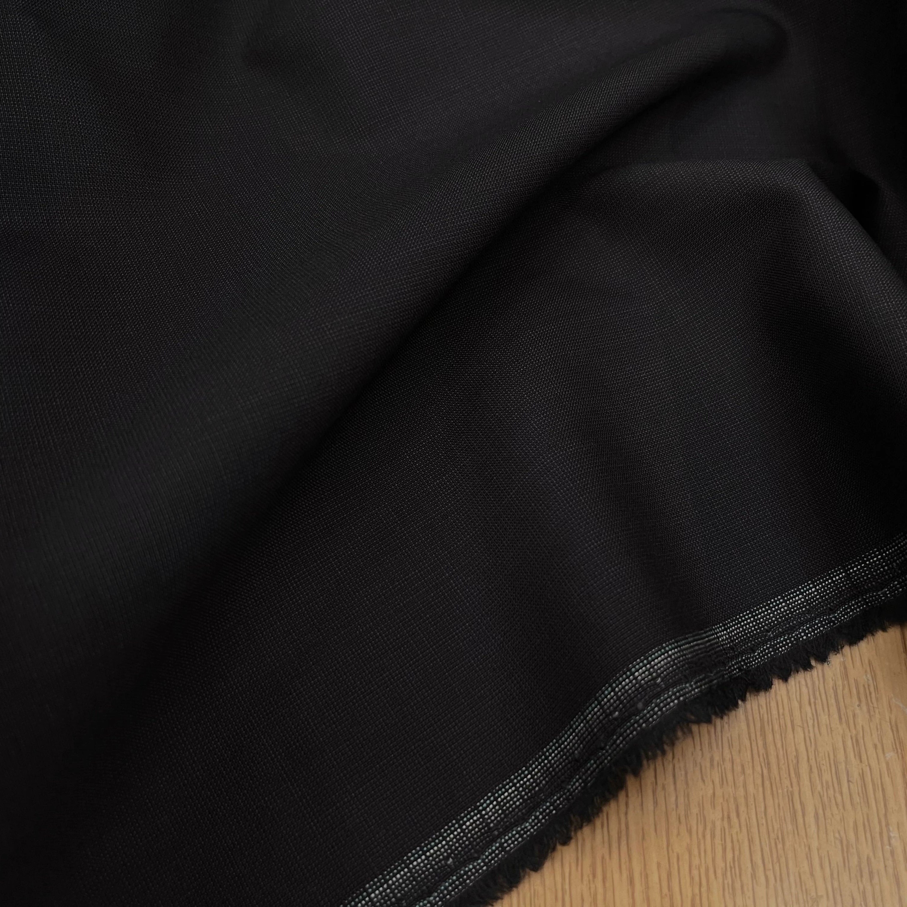 DRAPERIE DE LAINE GRIS BLEU NOIR DEPERLANTE FILS MULTICOLORES SUR LES LISIÈRES - My Little Coupon