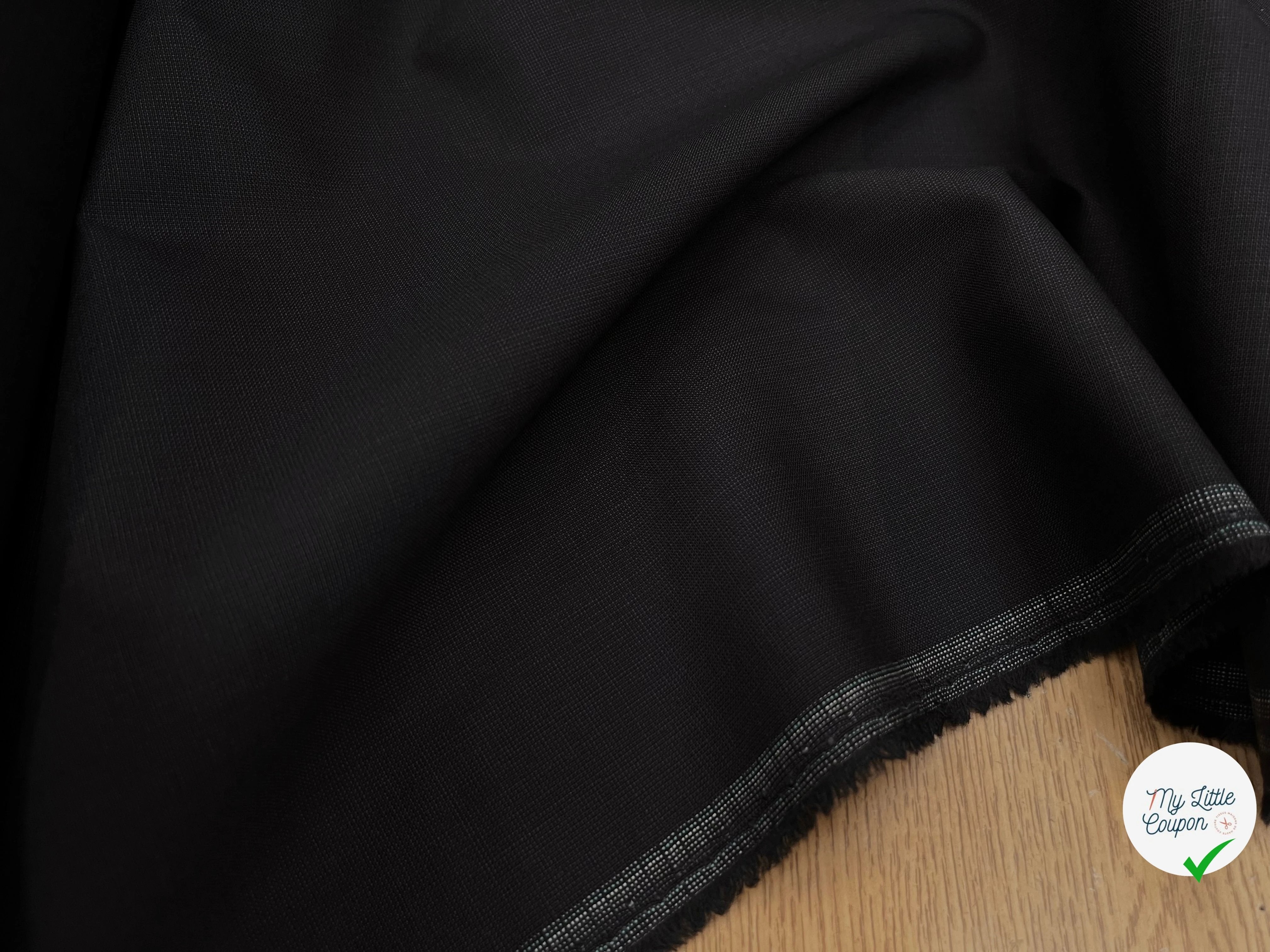 DRAPERIE DE LAINE GRIS BLEU NOIR DEPERLANTE FILS MULTICOLORES SUR LES LISIÈRES - My Little Coupon