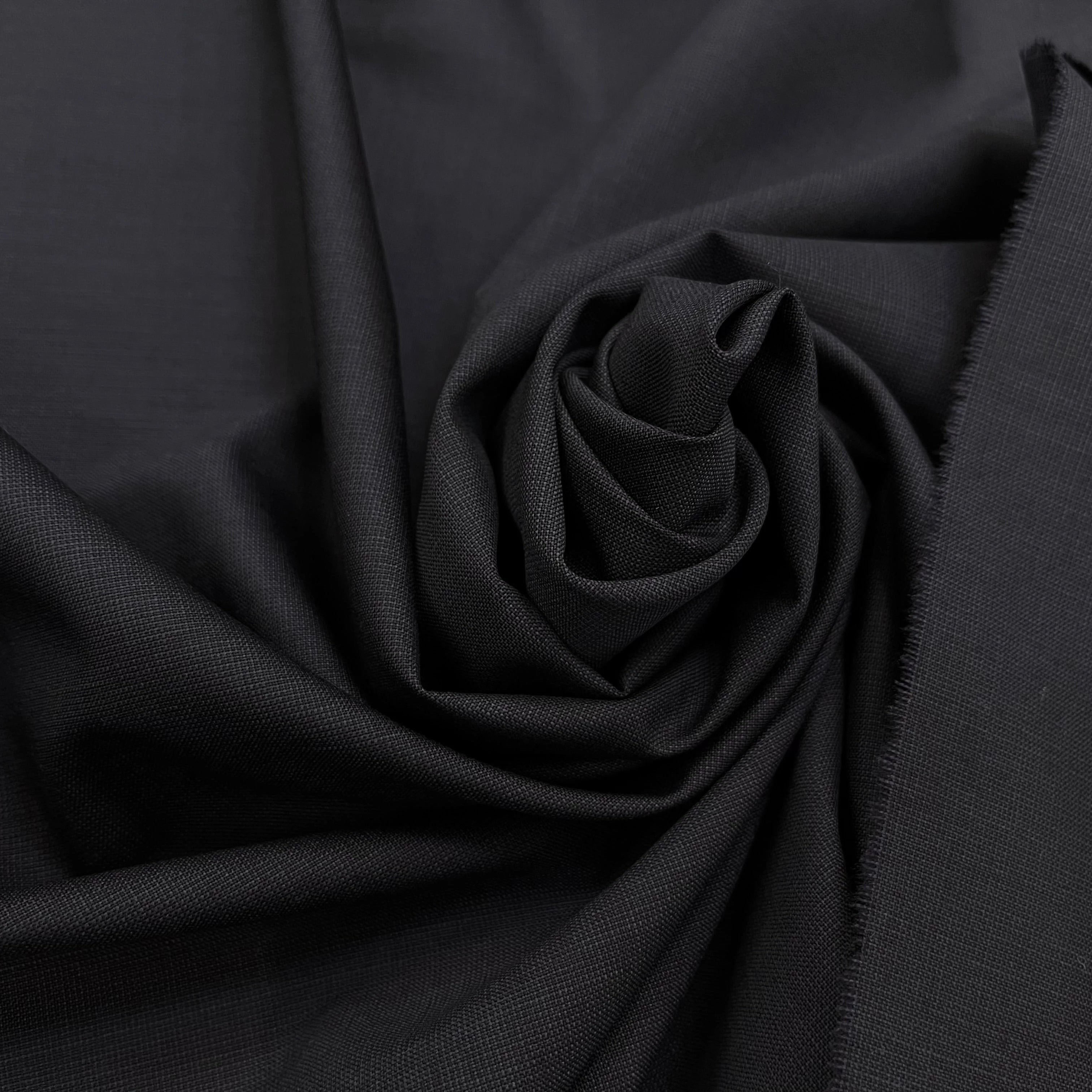 DRAPERIE DE LAINE GRIS BLEU NOIR DEPERLANTE FILS MULTICOLORES SUR LES LISIÈRES - My Little Coupon