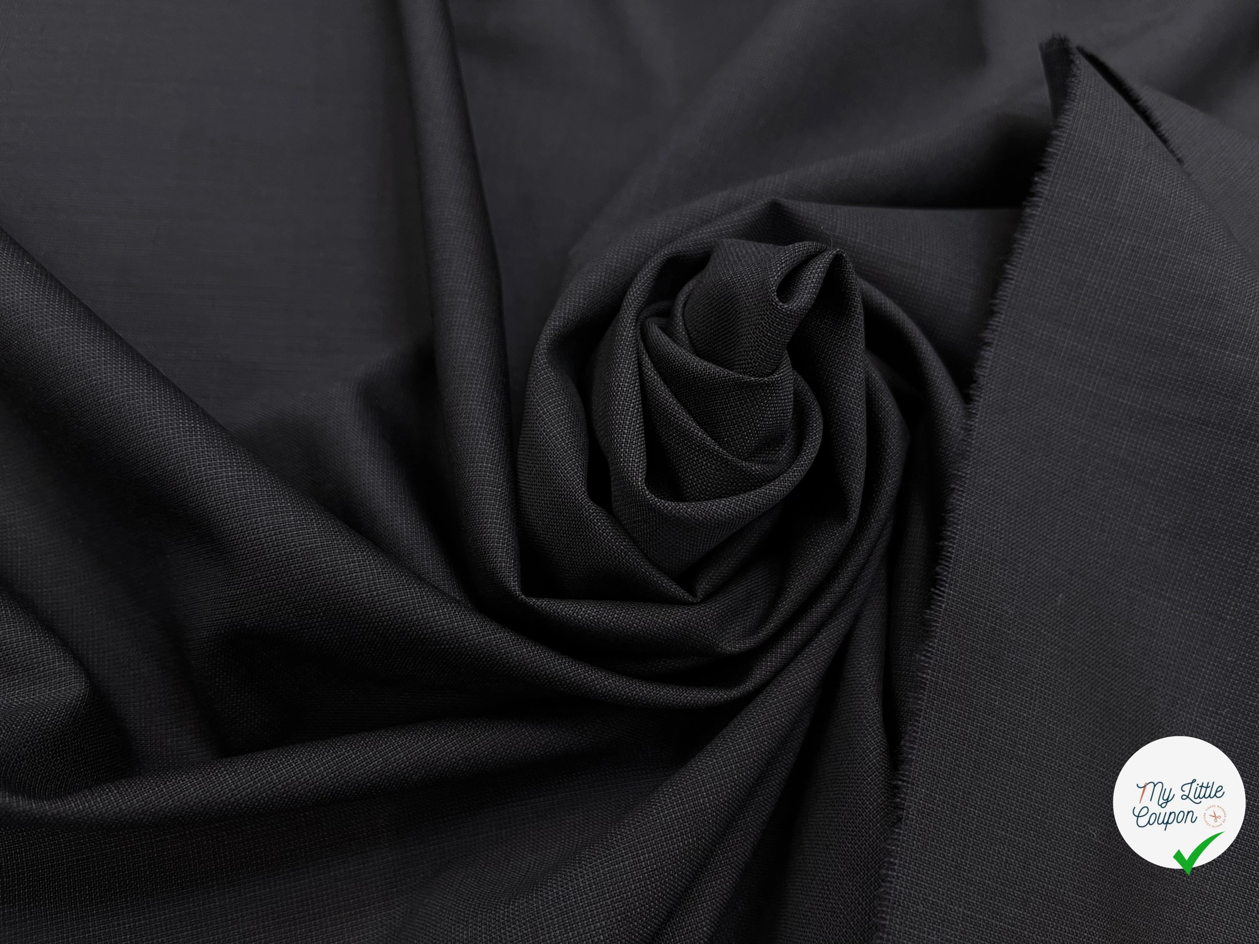 DRAPERIE DE LAINE GRIS BLEU NOIR DEPERLANTE FILS MULTICOLORES SUR LES LISIÈRES - My Little Coupon