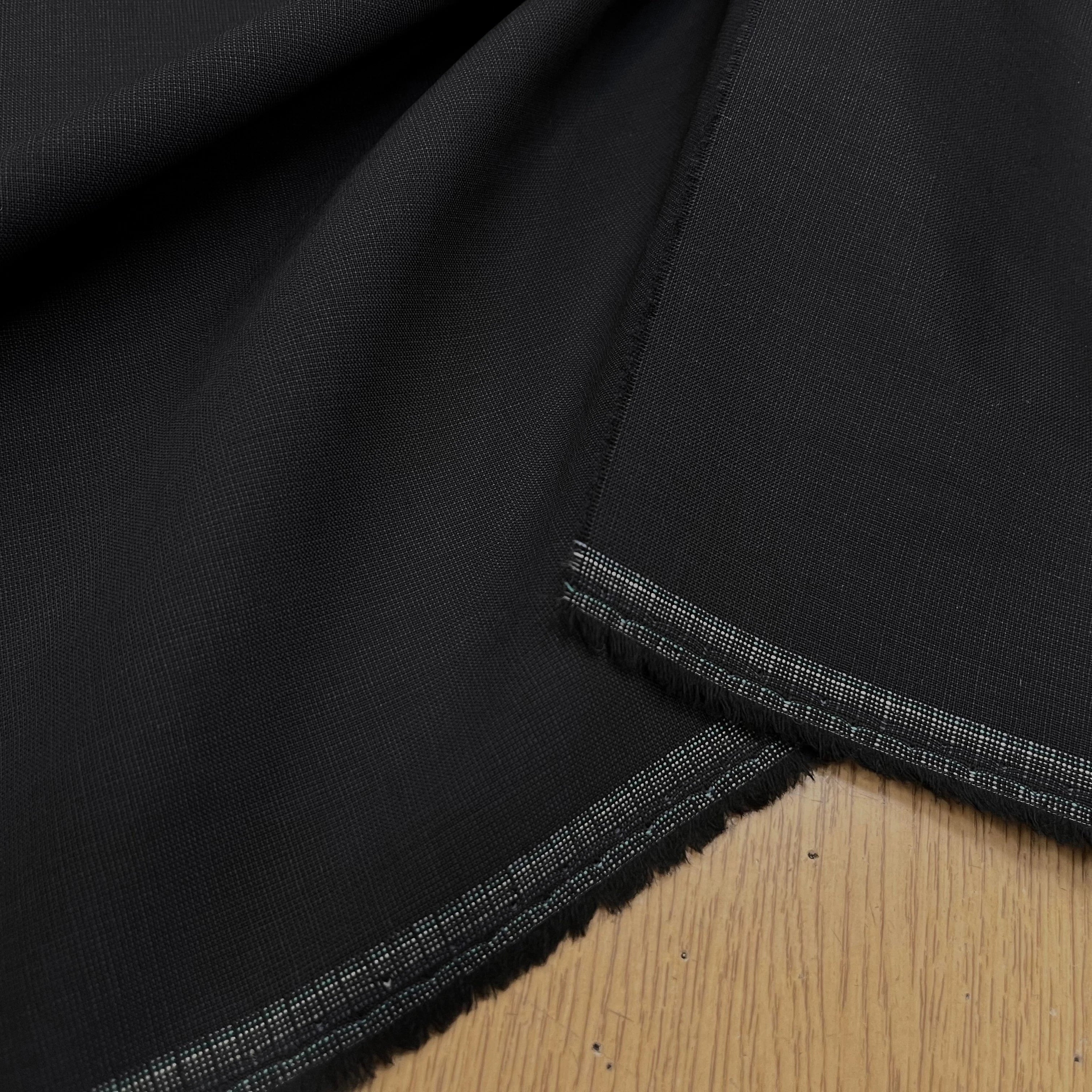 DRAPERIE DE LAINE GRIS BLEU NOIR DEPERLANTE FILS MULTICOLORES SUR LES LISIÈRES - My Little Coupon