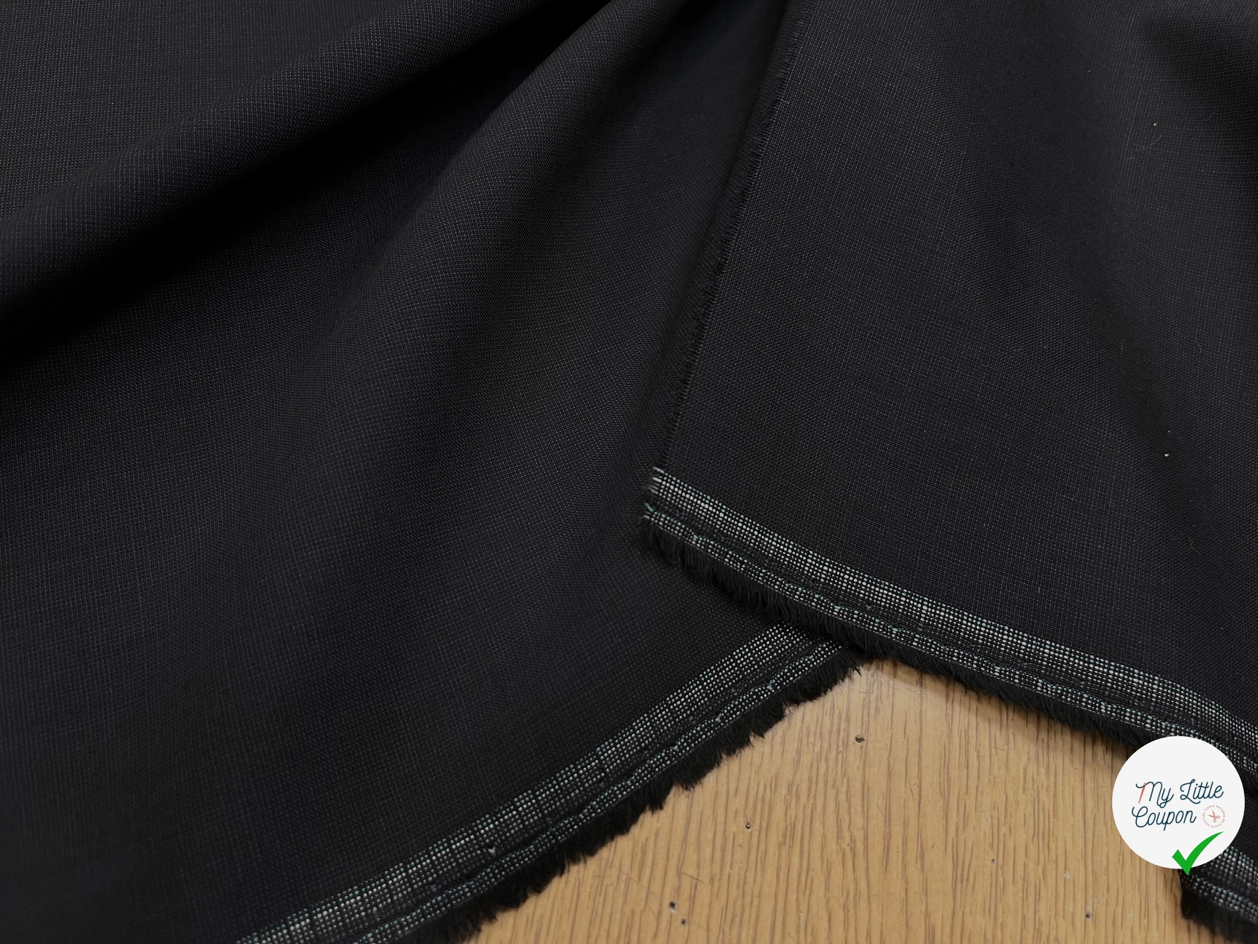 DRAPERIE DE LAINE GRIS BLEU NOIR DEPERLANTE FILS MULTICOLORES SUR LES LISIÈRES - My Little Coupon