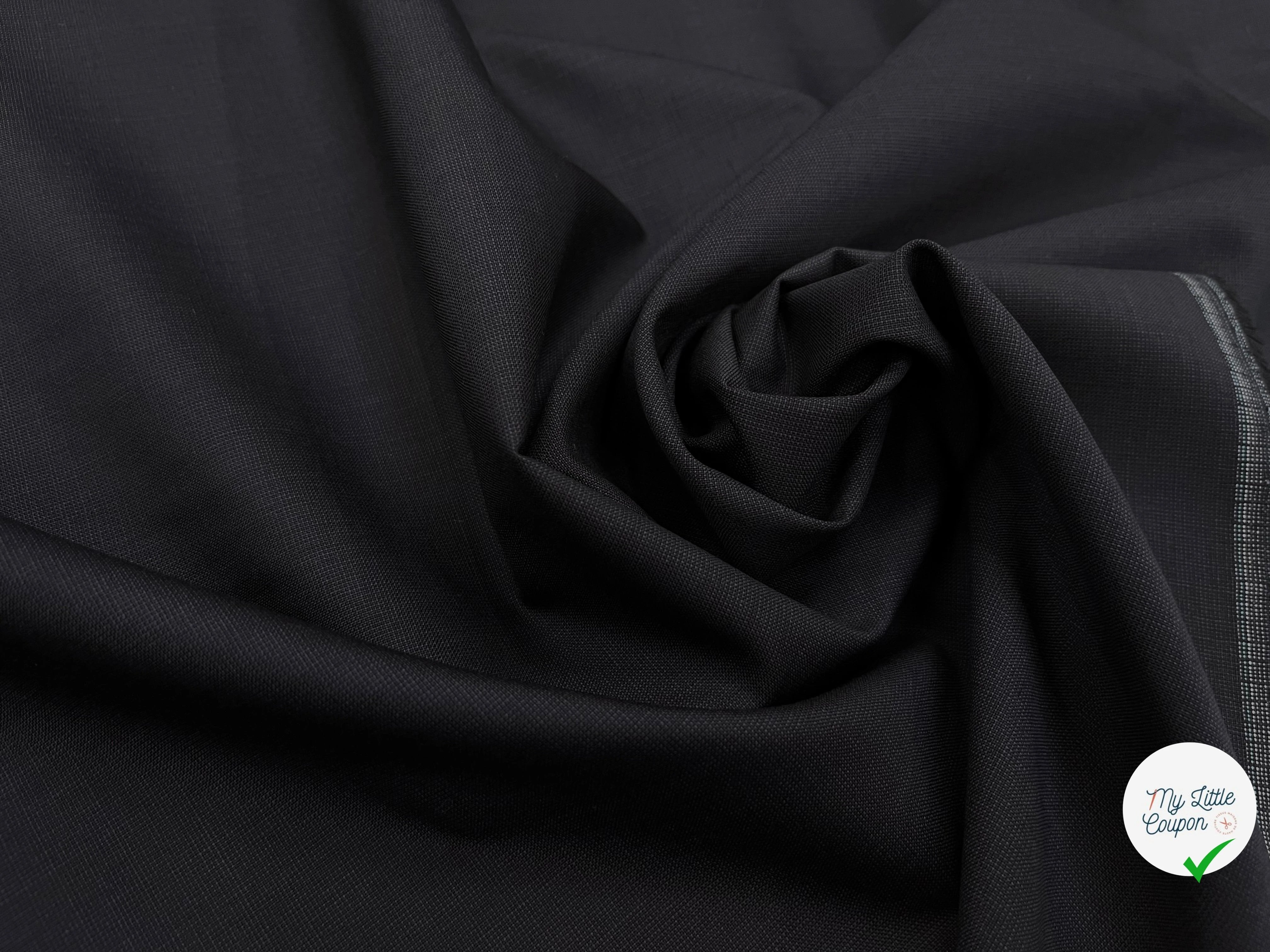 DRAPERIE DE LAINE GRIS BLEU NOIR DEPERLANTE FILS MULTICOLORES SUR LES LISIÈRES - My Little Coupon