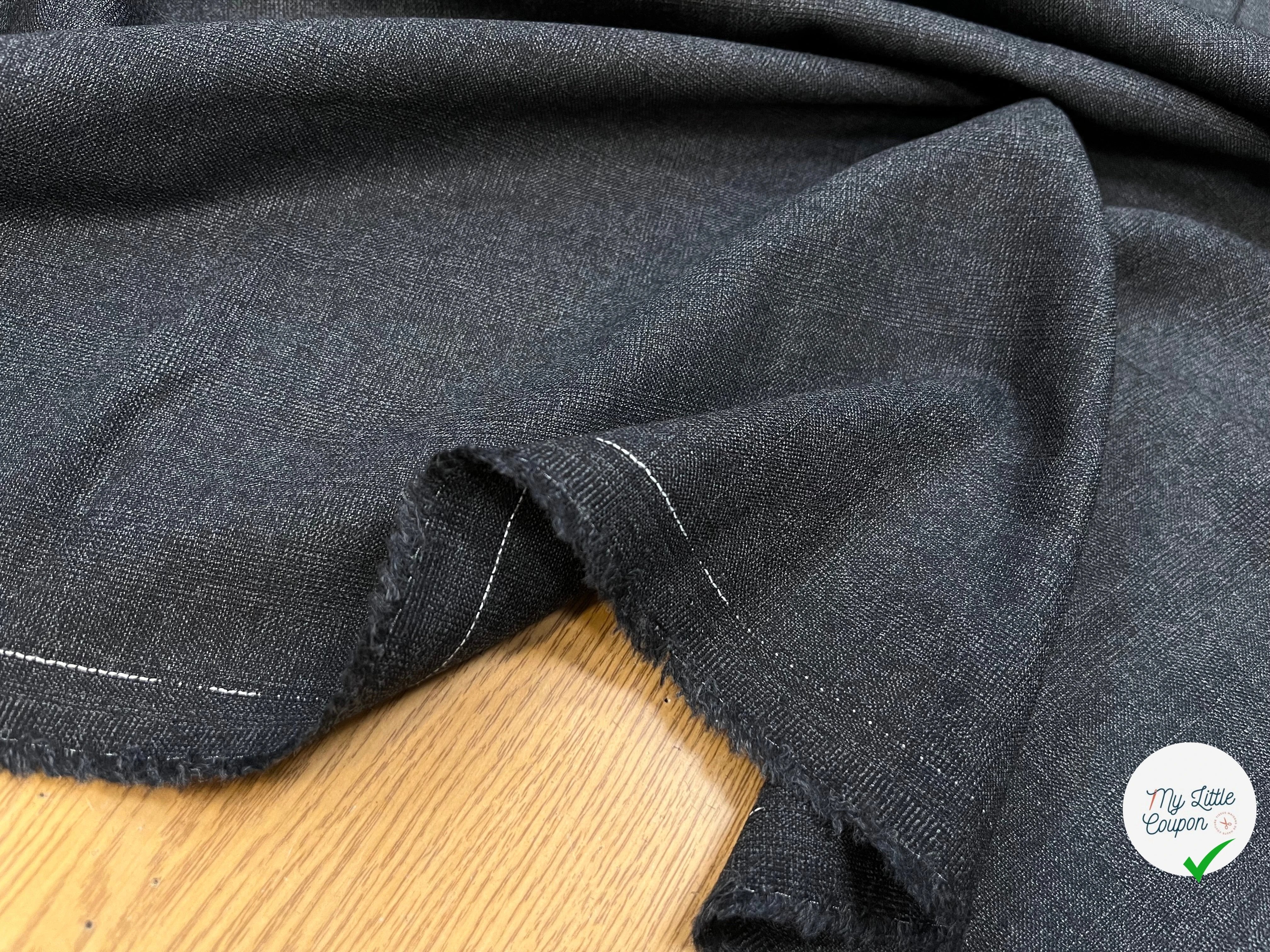 DRAPERIE DE LAINE GRIS CHINÉ FIL BLANC SUR LA LISIÈRE - My Little Coupon