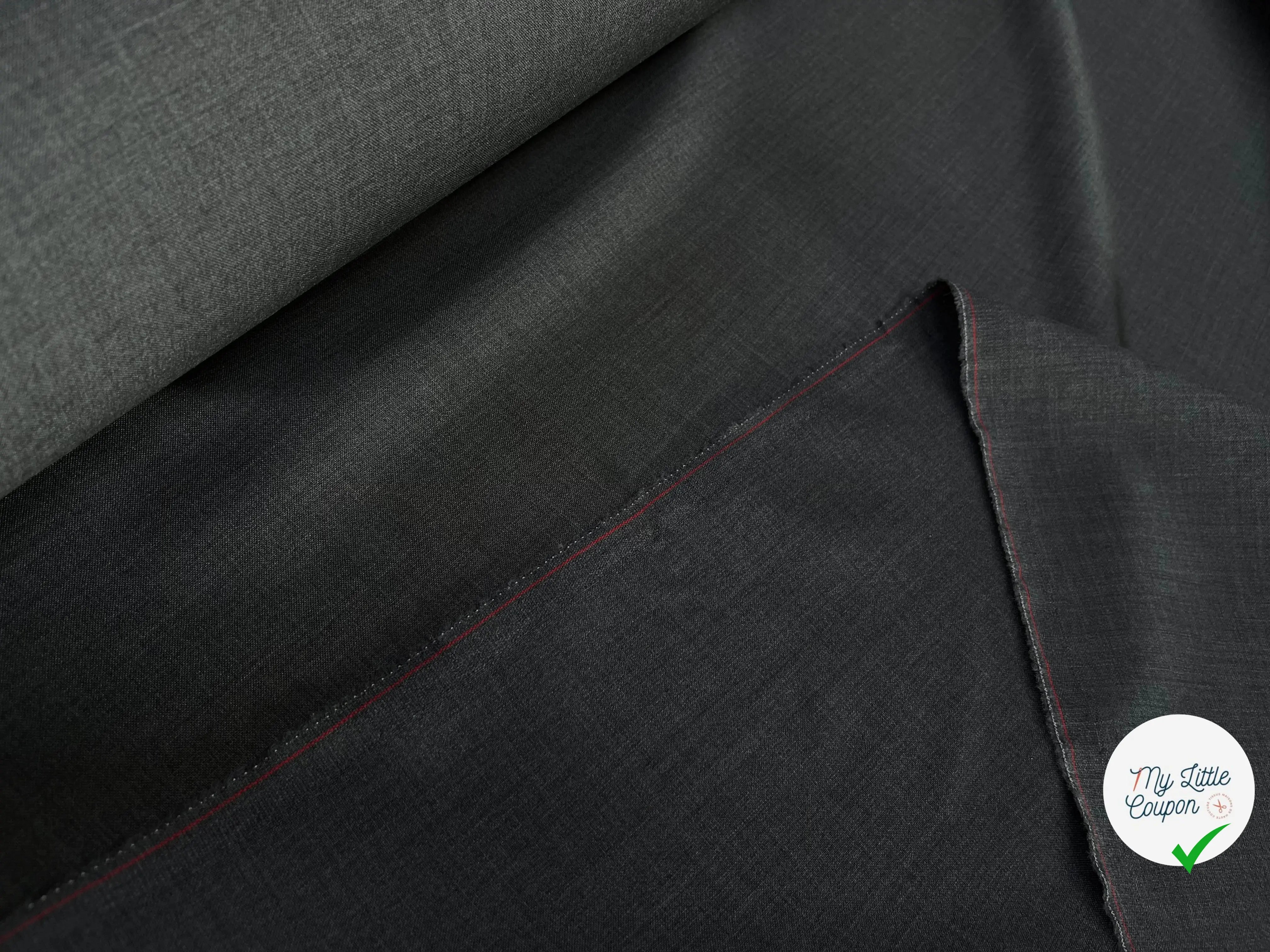 DRAPERIE DE LAINE GRIS DEPERLANTE FIL ROUGE SUR UNE LISIÈRE - My Little Coupon