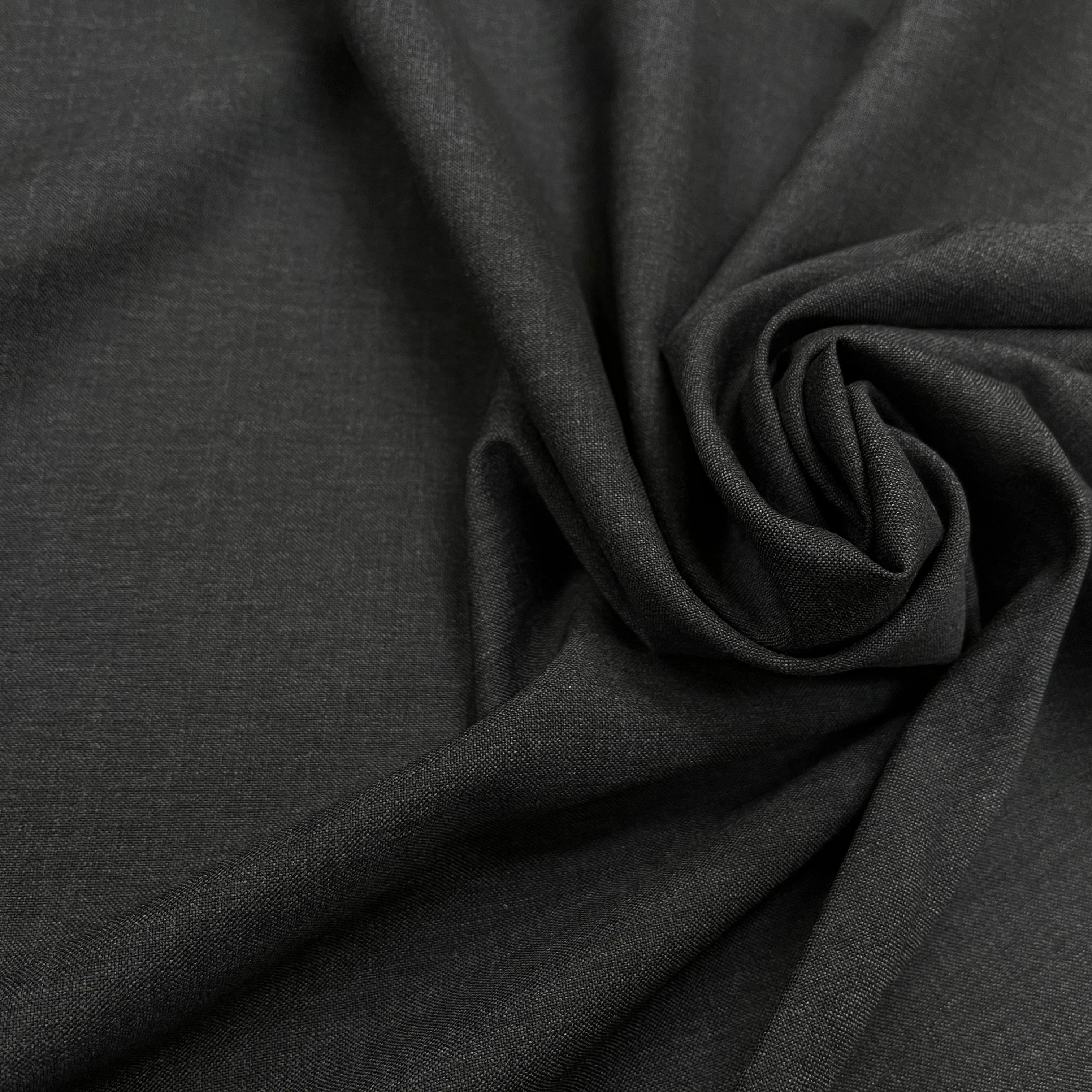 DRAPERIE DE LAINE GRIS FONCÉ ULTRA STRETCH & DEPERLANTE FILS MULTICOLORES SUR UNE LISIÈRE - My Little Coupon