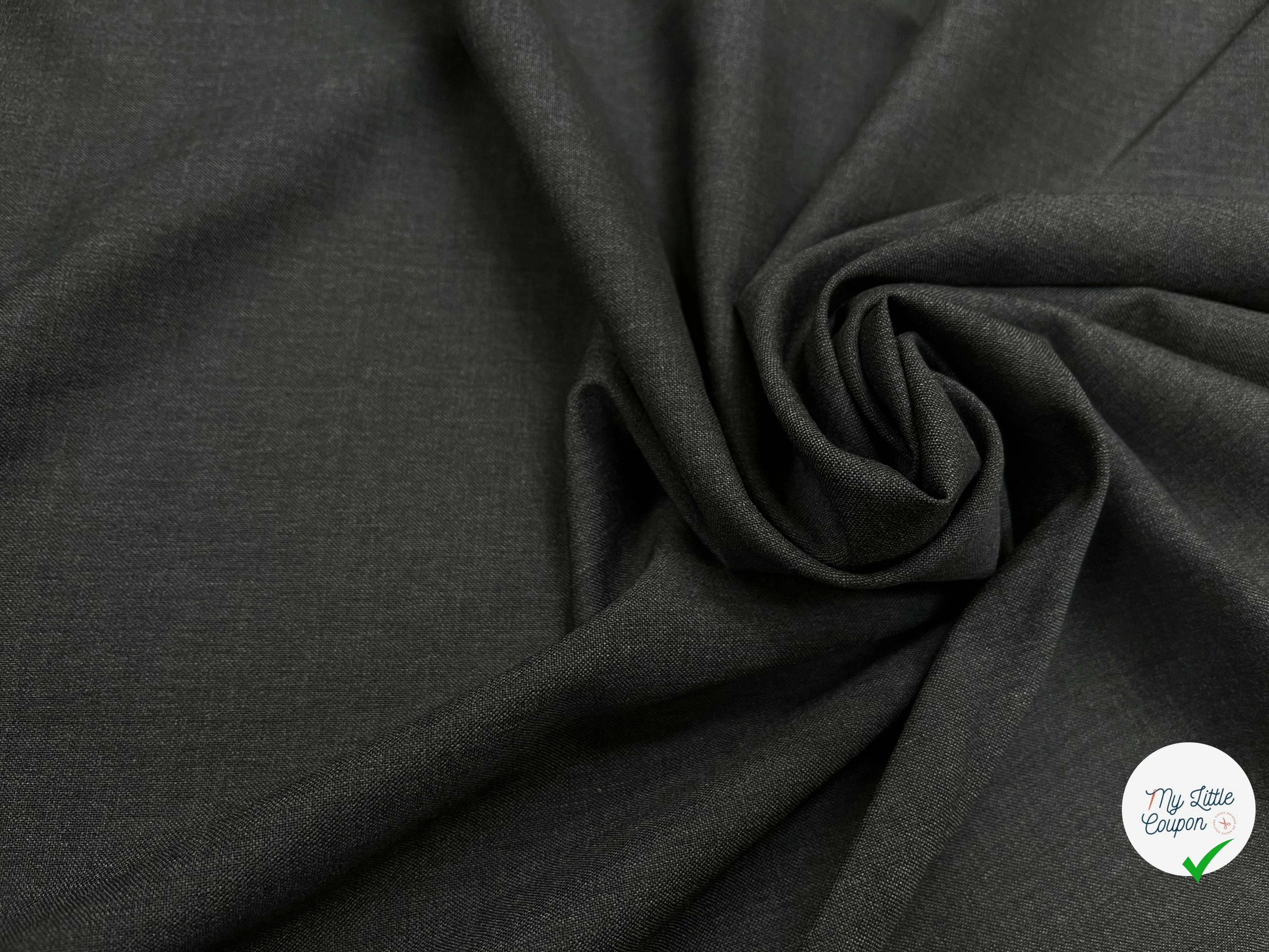 DRAPERIE DE LAINE GRIS FONCÉ ULTRA STRETCH & DEPERLANTE FILS MULTICOLORES SUR UNE LISIÈRE - My Little Coupon