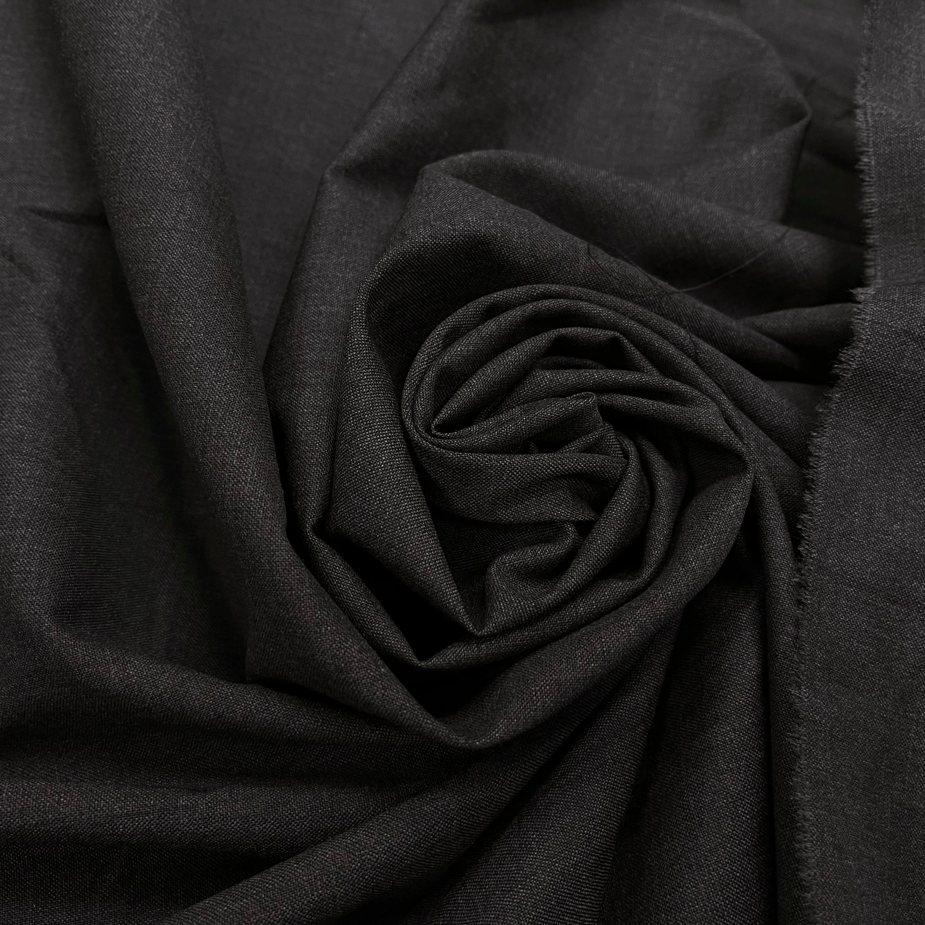 DRAPERIE DE LAINE GRIS FONCÉ ULTRA STRETCH & DEPERLANTE FILS MULTICOLORES SUR UNE LISIÈRE - My Little Coupon