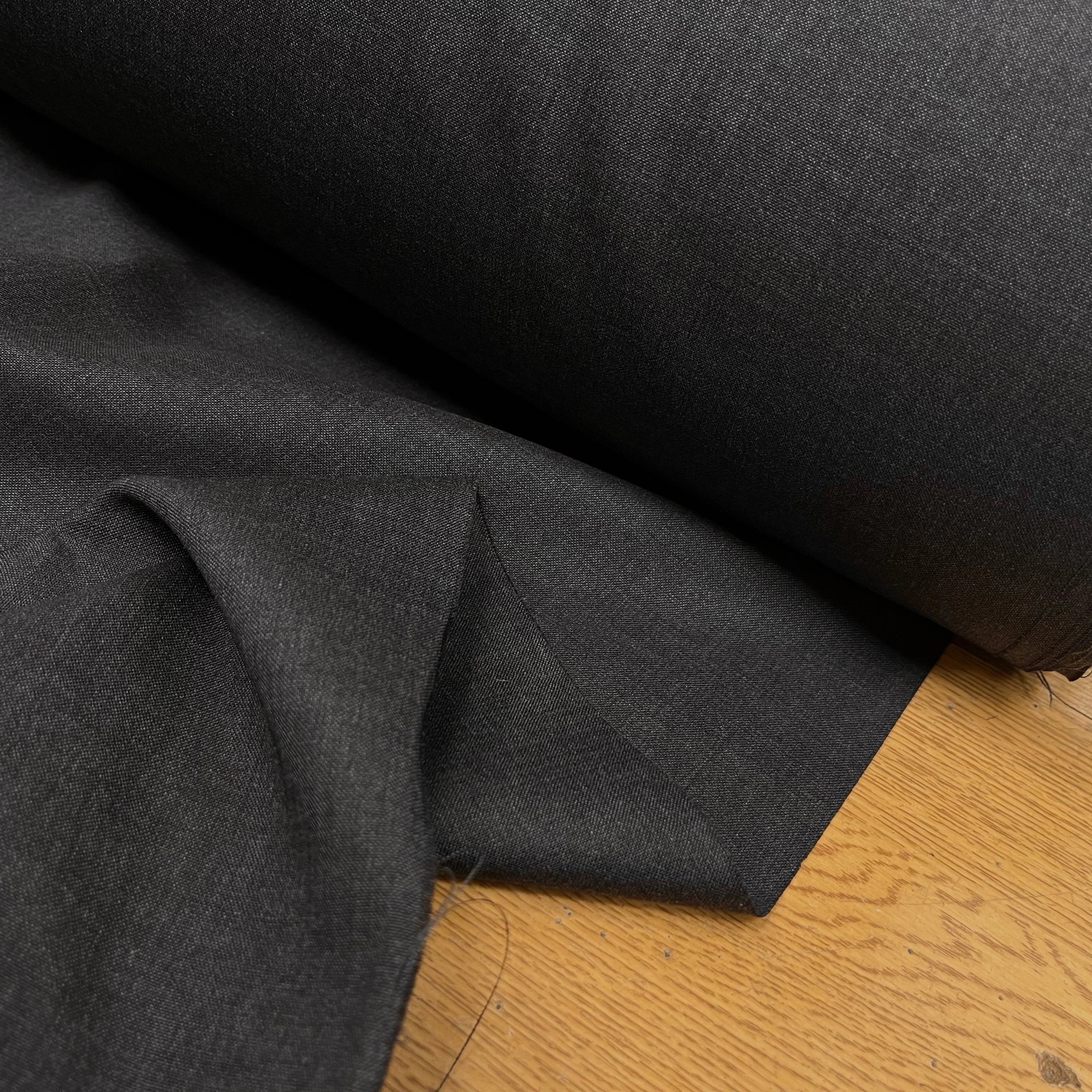 DRAPERIE DE LAINE GRIS FONCÉ ULTRA STRETCH & DEPERLANTE FILS MULTICOLORES SUR UNE LISIÈRE - My Little Coupon