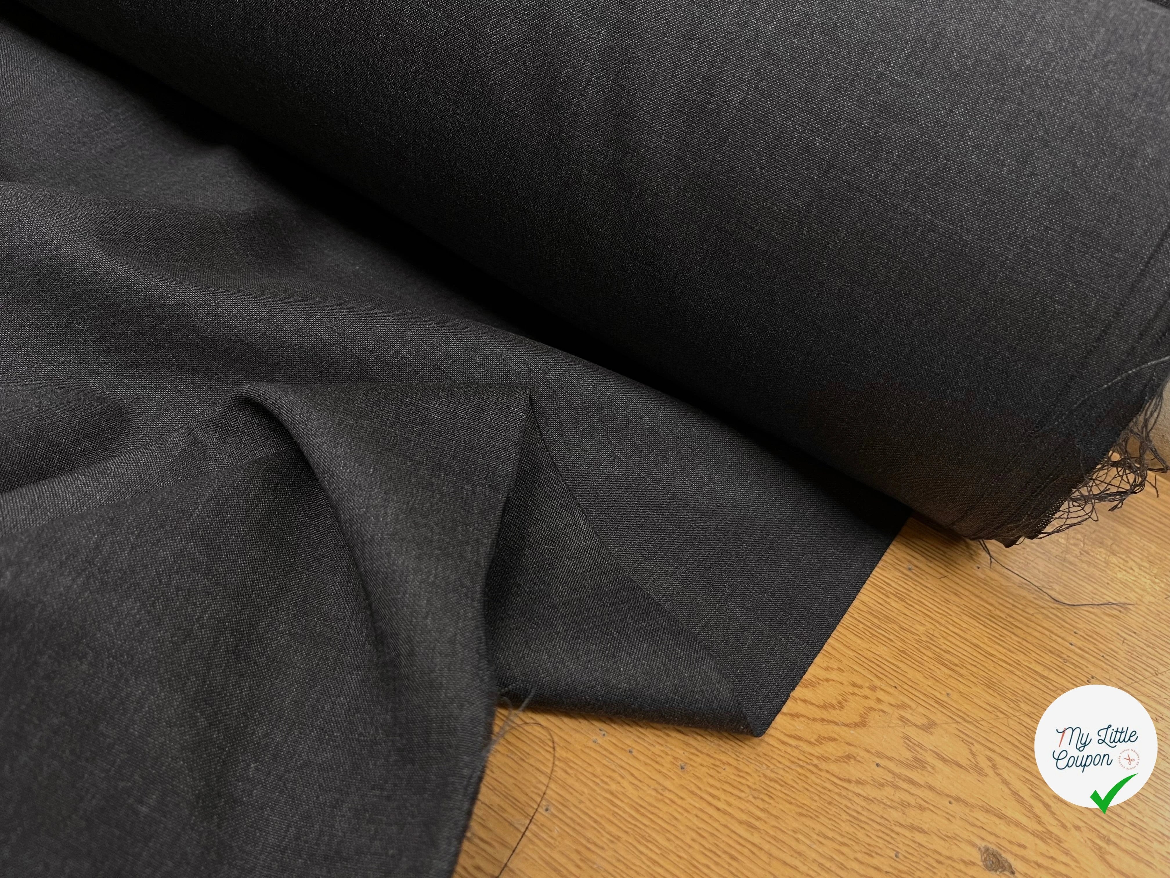 DRAPERIE DE LAINE GRIS FONCÉ ULTRA STRETCH & DEPERLANTE FILS MULTICOLORES SUR UNE LISIÈRE - My Little Coupon