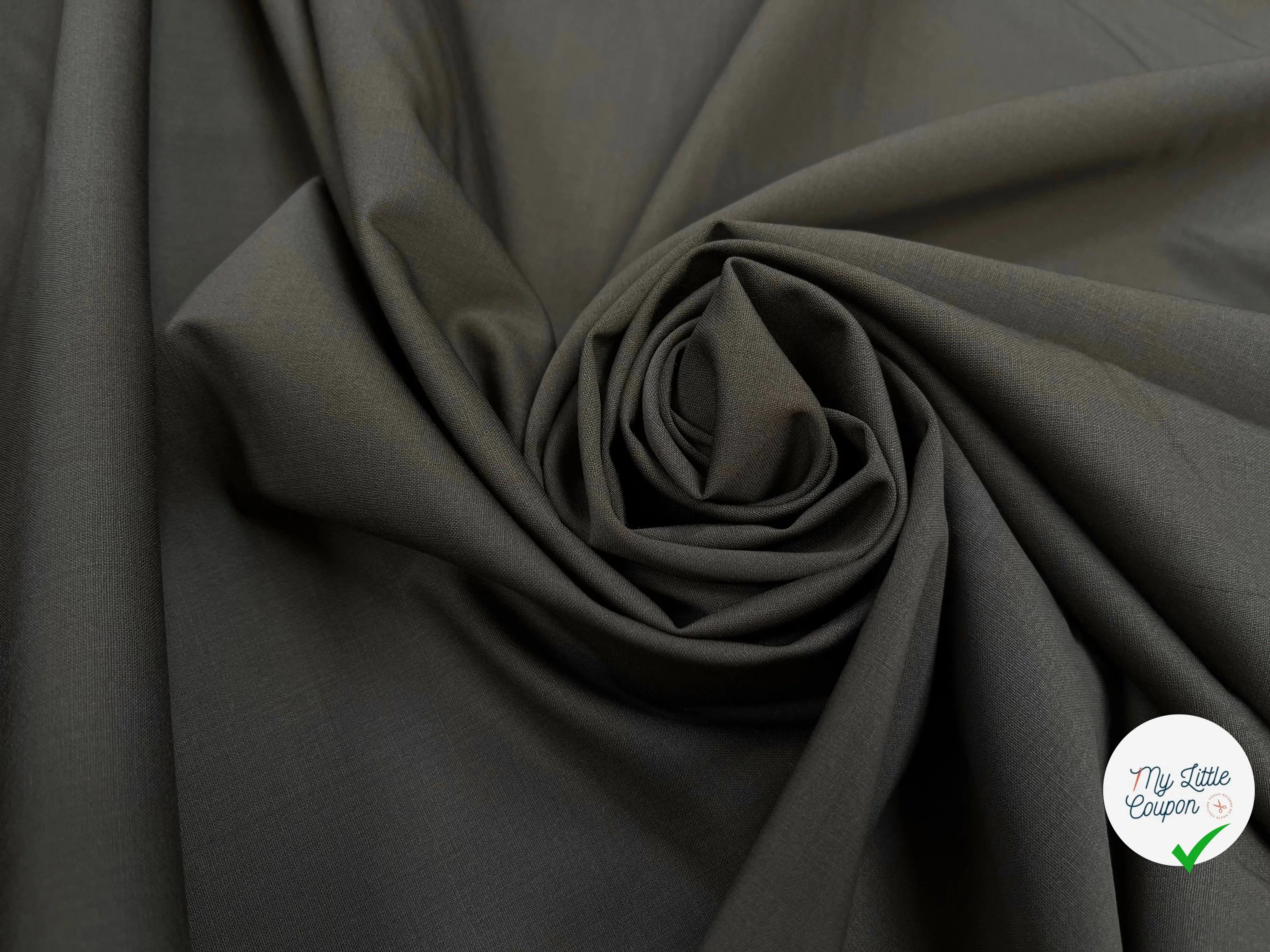 DRAPERIE DE LAINE GRIS KAKI STRETCH DEPERLANTE - My Little Coupon