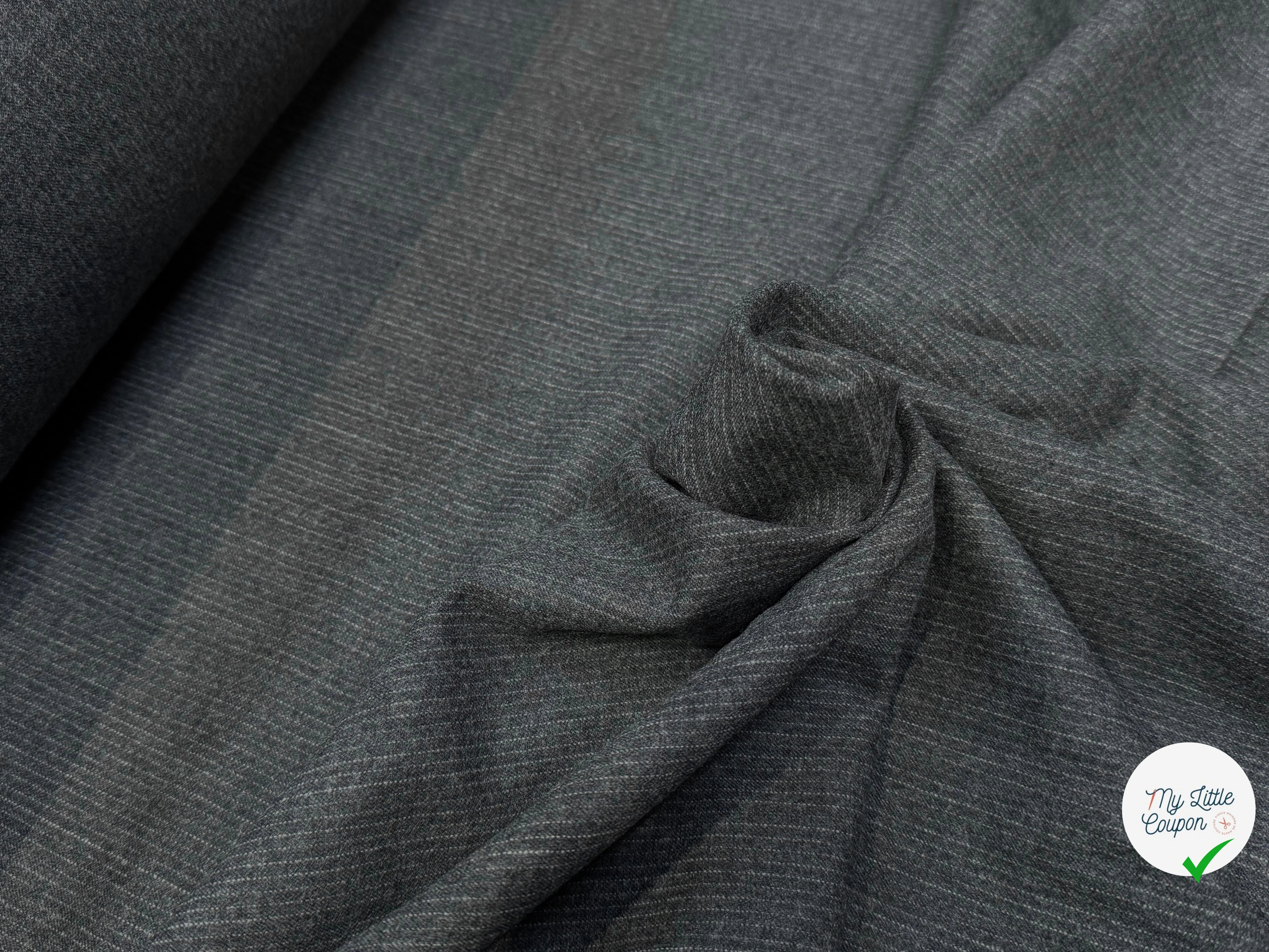 DRAPERIE DE LAINE GRISE FINE RAYURES BLANCHE 100%W - My Little Coupon