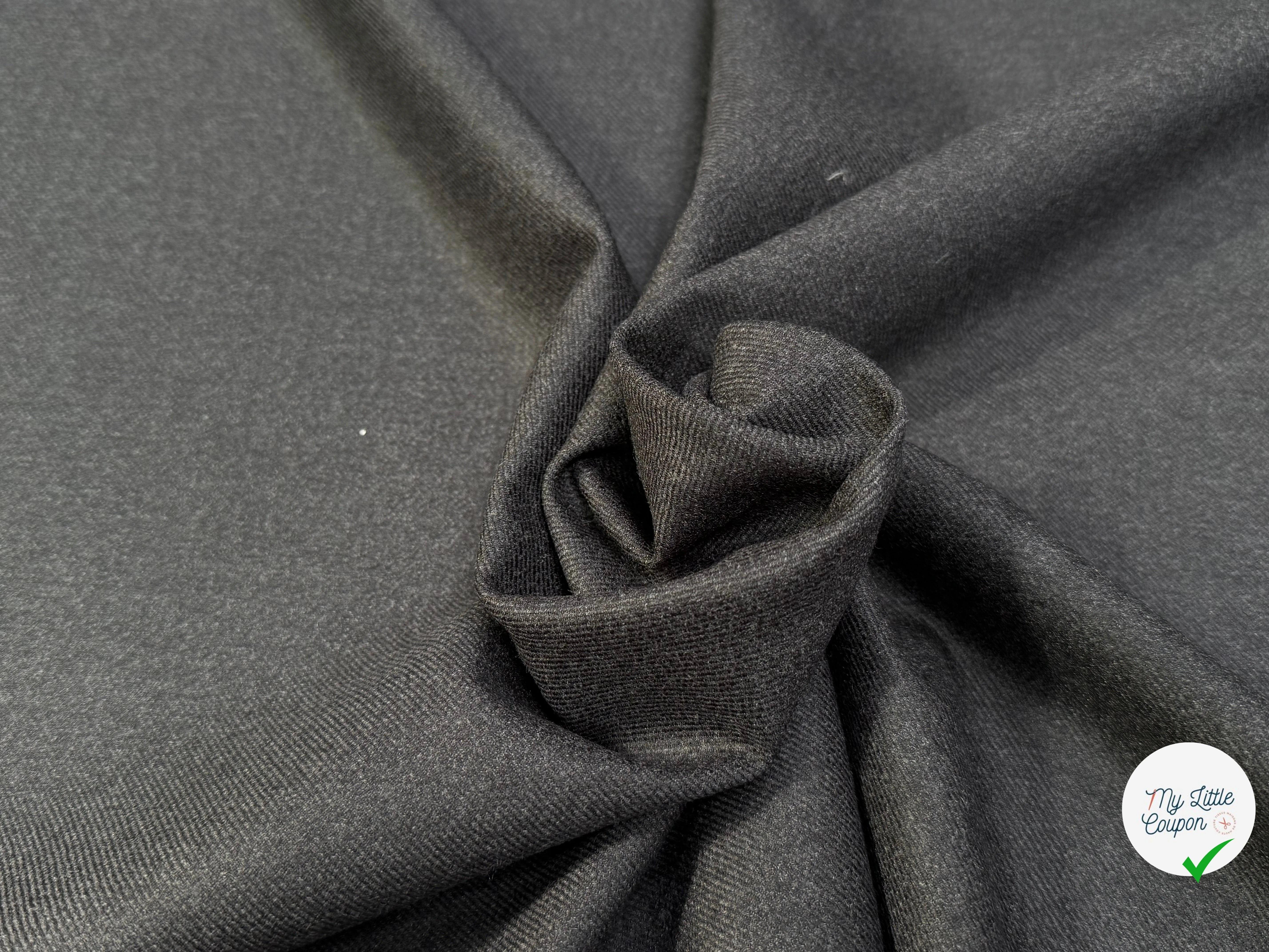 DRAPERIE DE LAINE LOURDE GRISE FONCÉE TRÈS BELLE TENUE 92% LAINE VIERGE - My Little Coupon