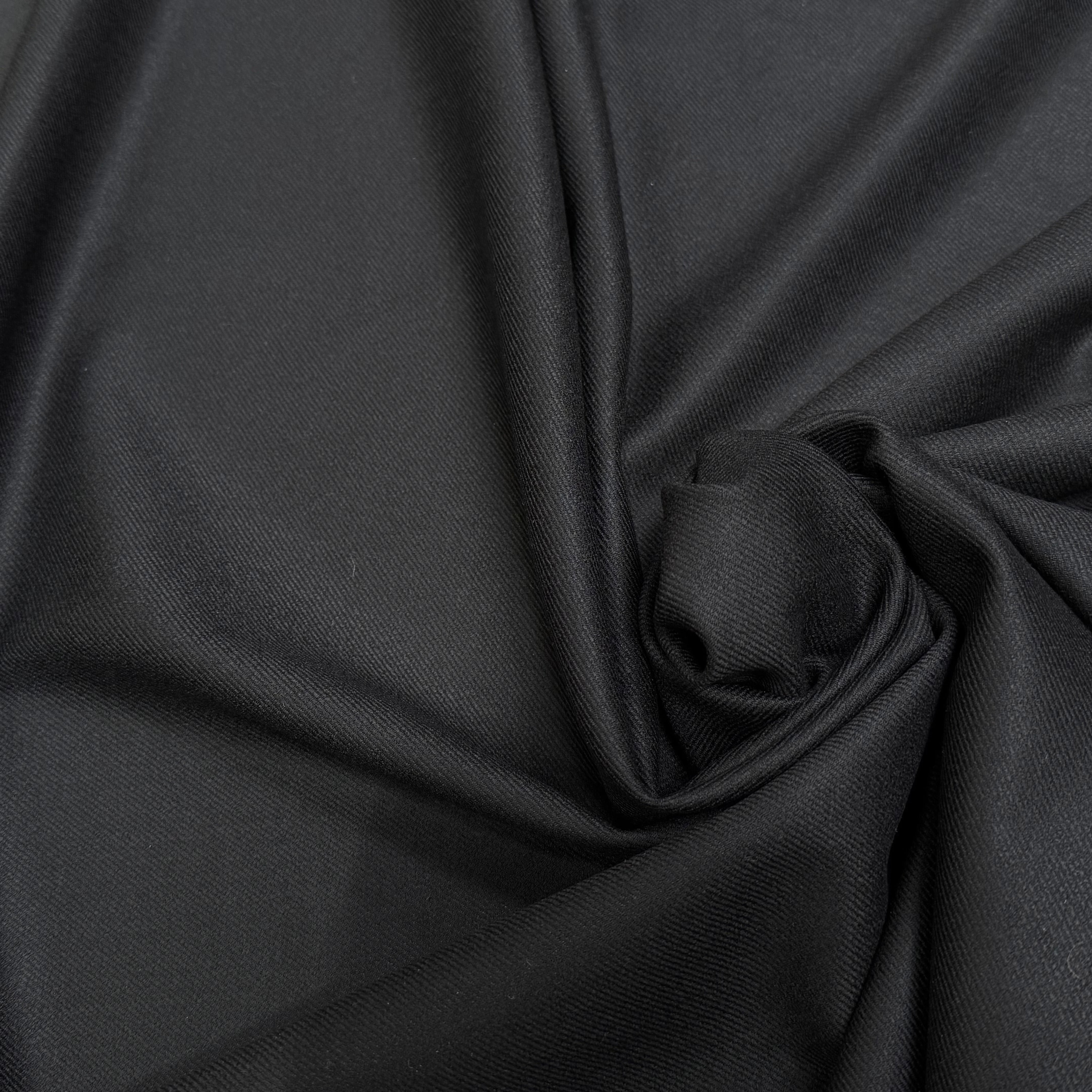 DRAPERIE DE LAINE NOBLE SATINÉE NOIR STRETCH - My Little Coupon