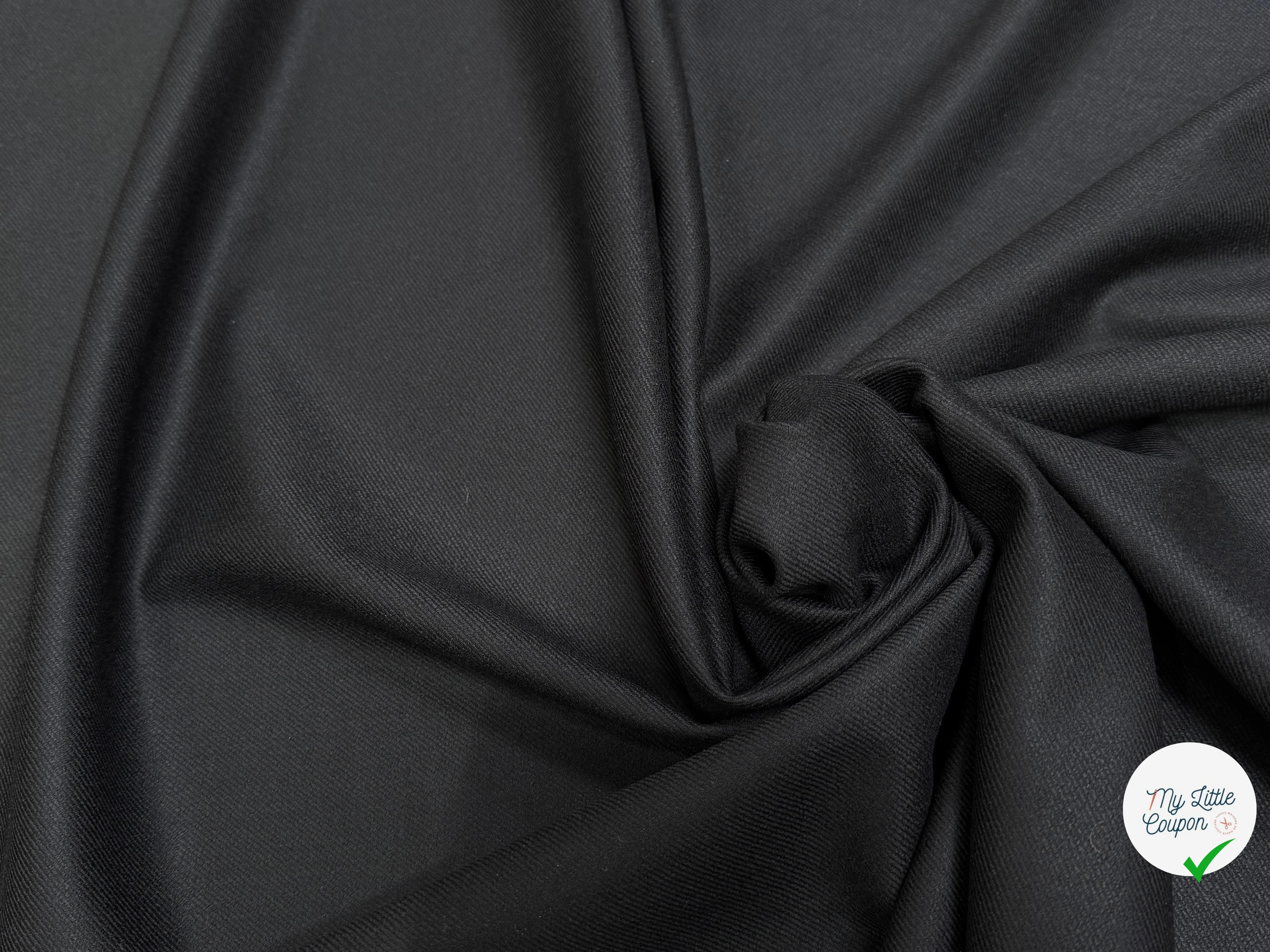DRAPERIE DE LAINE NOBLE SATINÉE NOIR STRETCH - My Little Coupon