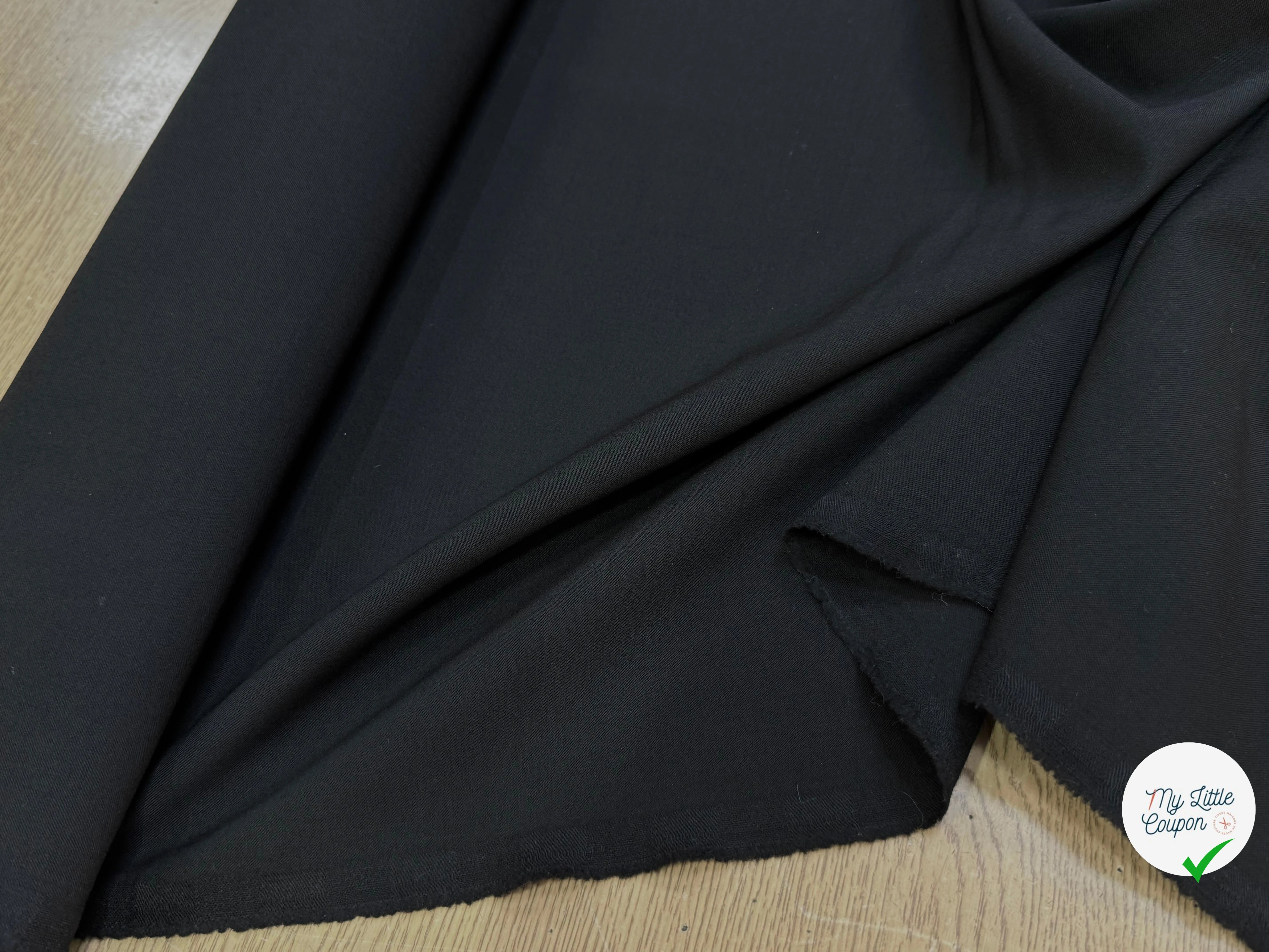 DRAPERIE DE LAINE NOIR ULTRA BELLE NOIR 77% LAINE VIERGE STRETCH - My Little Coupon