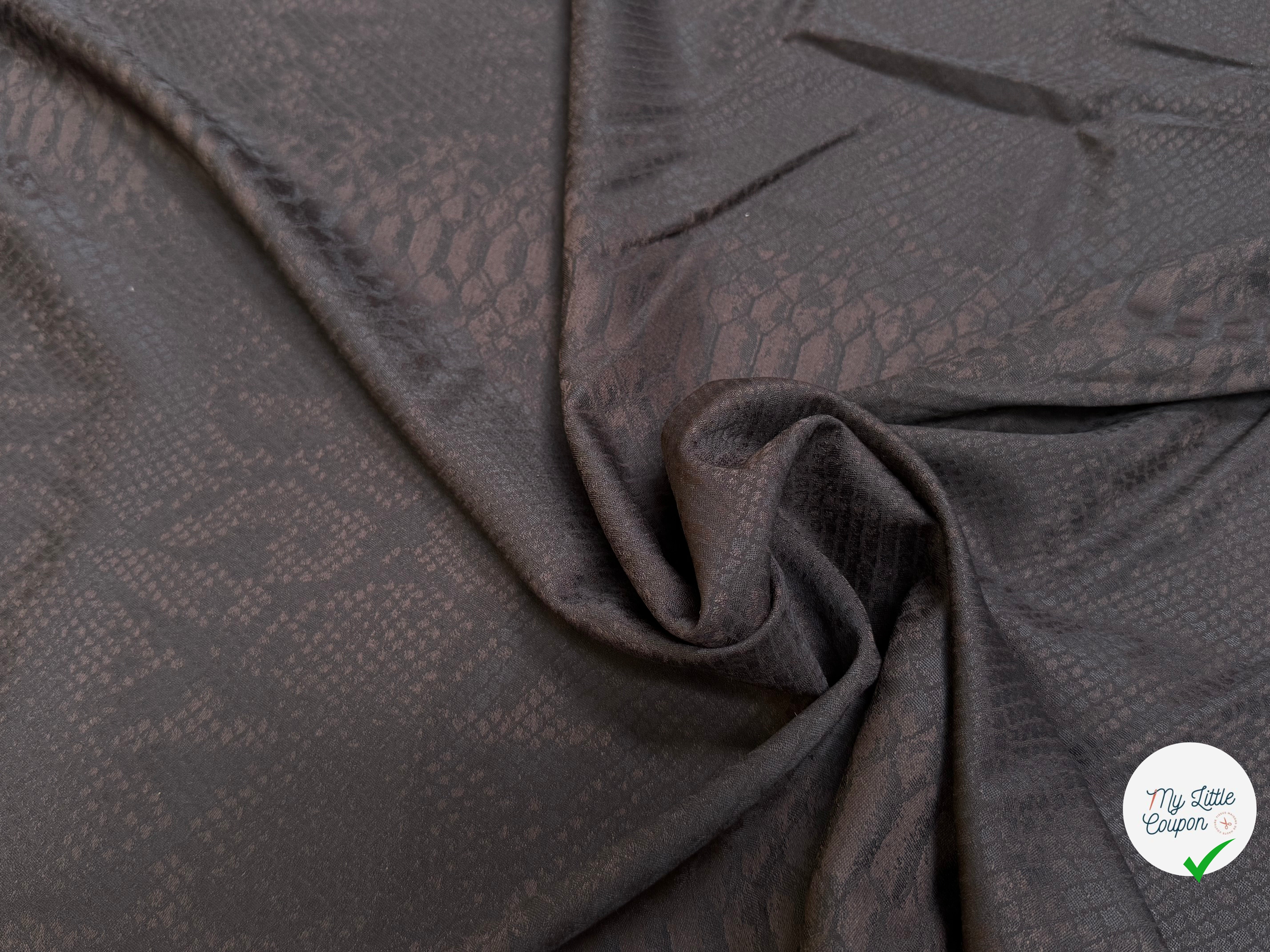 DRAPERIE DE LAINE PYTHON MARRON NOIR LÉGÈREMENT SATINÉE TRÈS CHIC - My Little Coupon