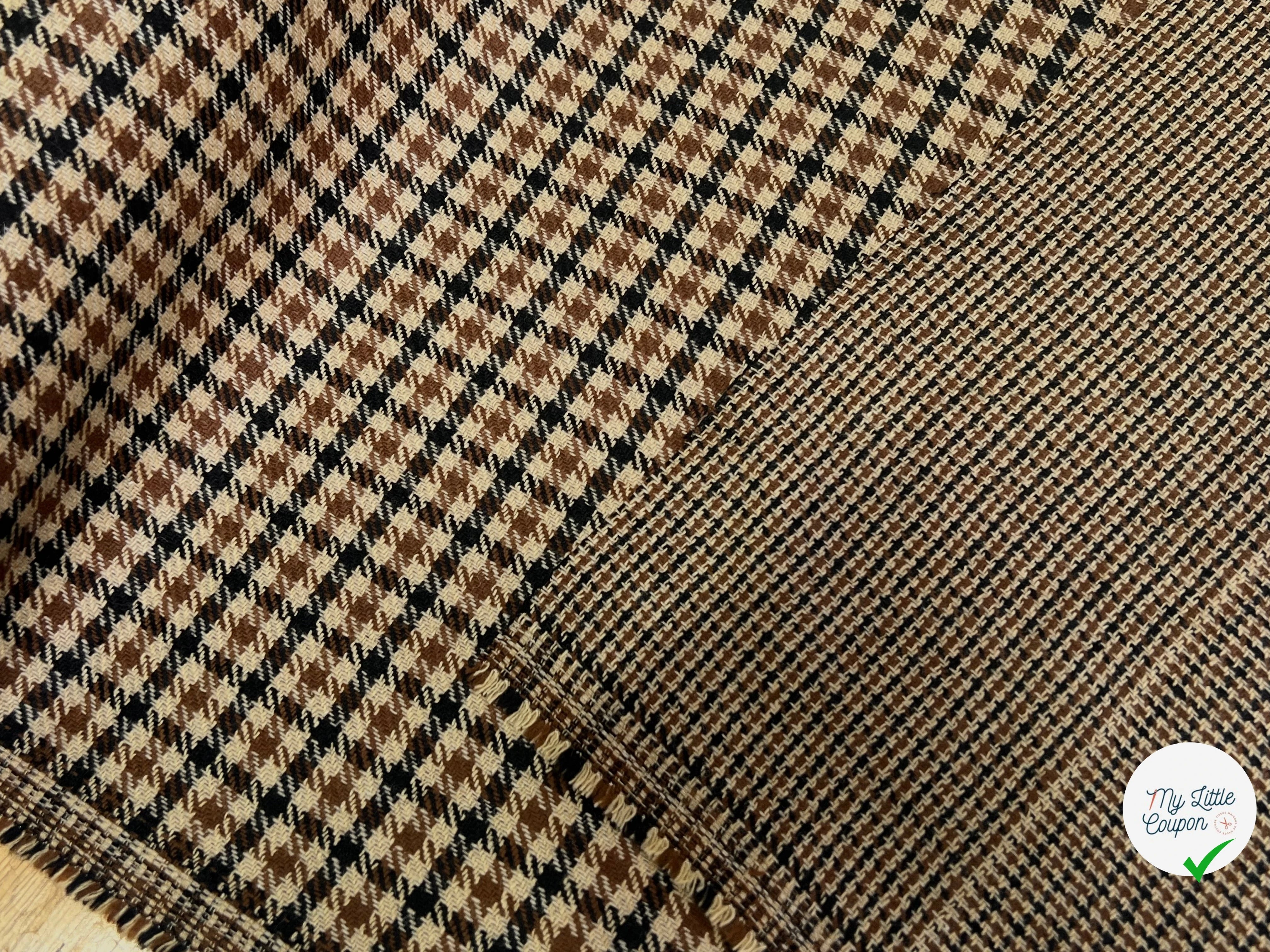 DRAPERIE DE LAINE REVERSIBLE PIED DE COQ MARRON MULTICO BELLE TENUE 64% LAINE - My Little Coupon