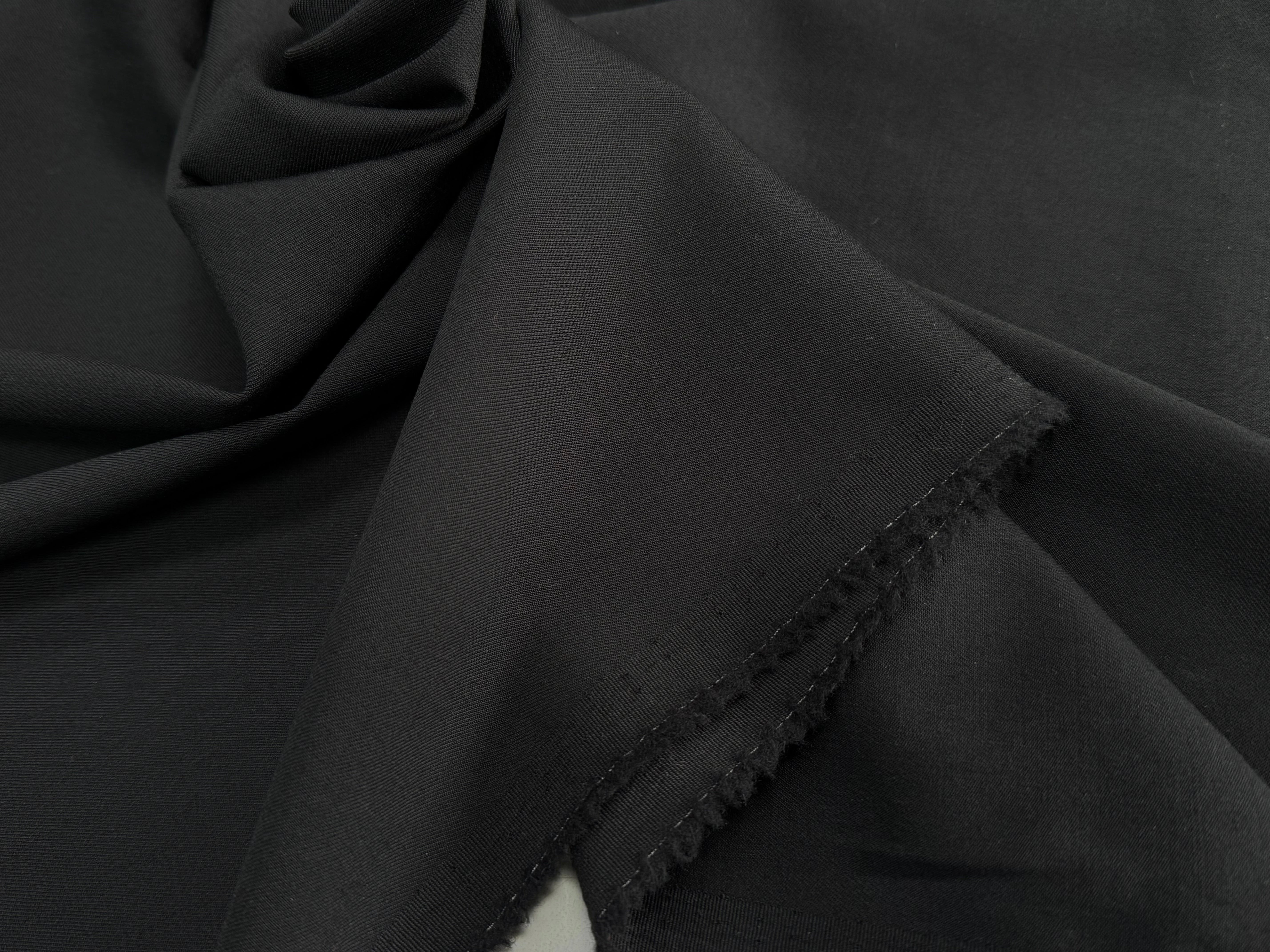 DRAPERIE DE LAINE SERGÉE LOURDE ET STRETCH NOIR BELLE TENUE - My Little Coupon