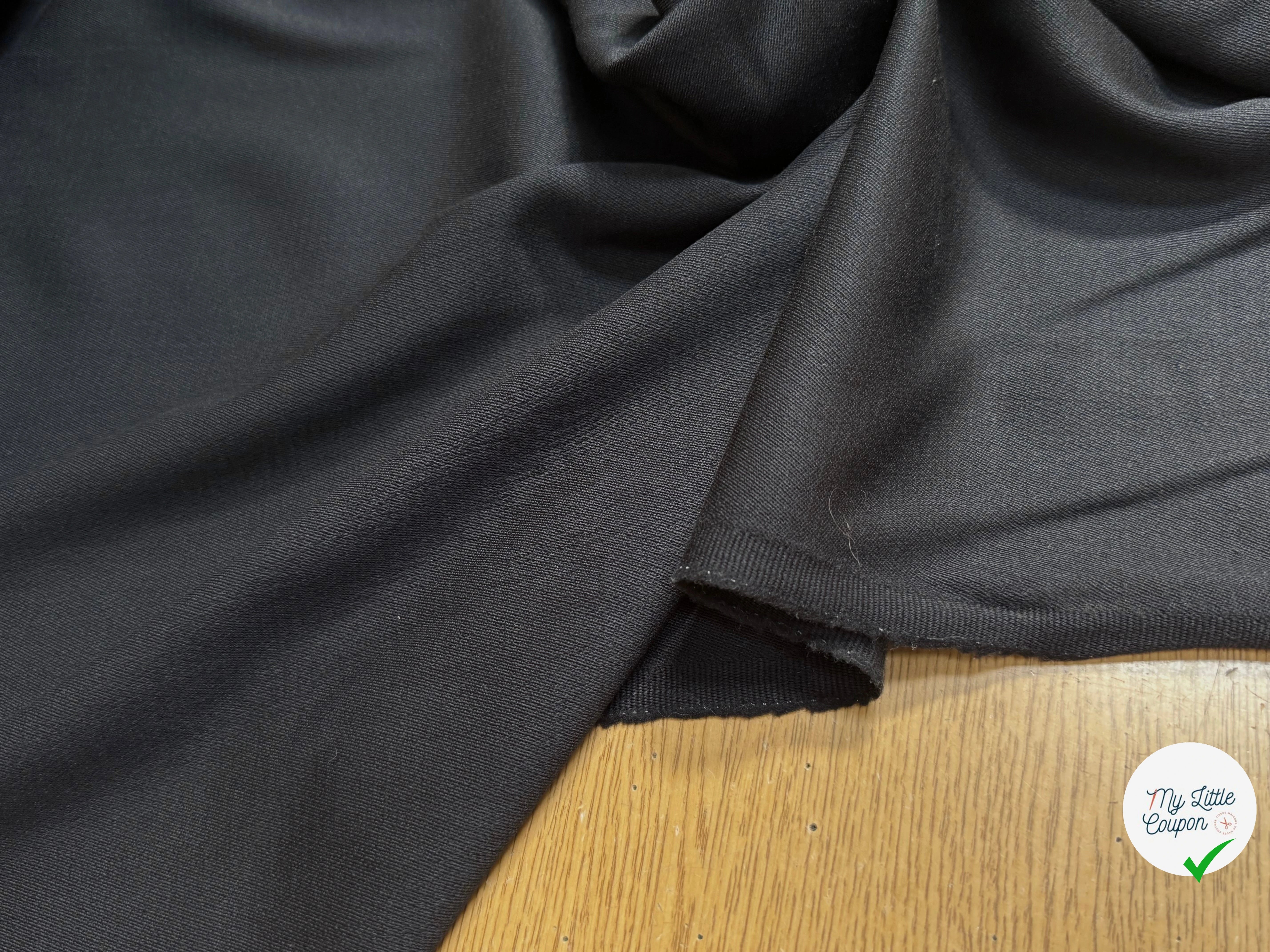 DRAPERIE DE LAINE SERGÉE TENUE LOURDE STRETCH NOIR - My Little Coupon
