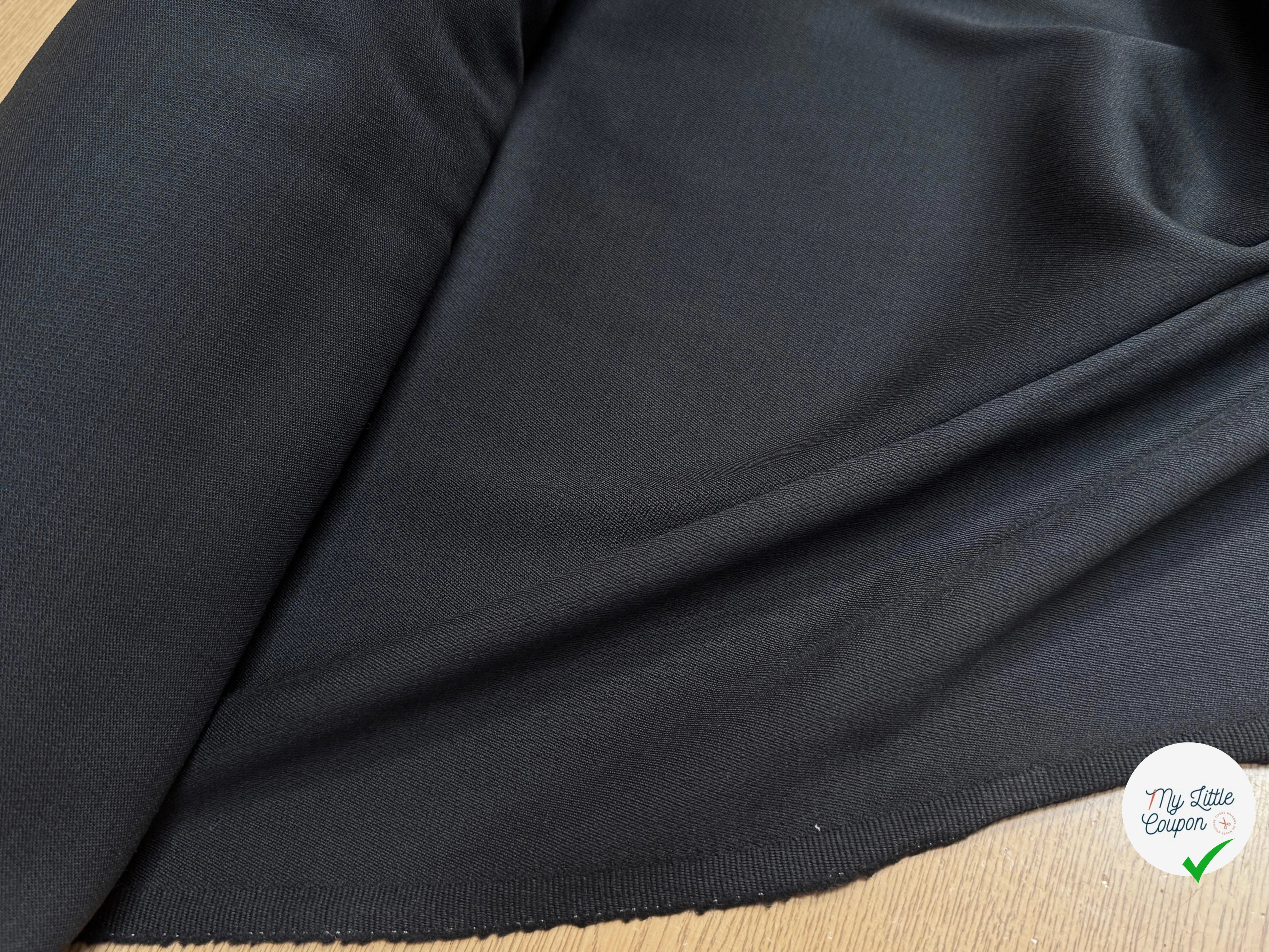 DRAPERIE DE LAINE SERGÉE TENUE LOURDE STRETCH NOIR - My Little Coupon