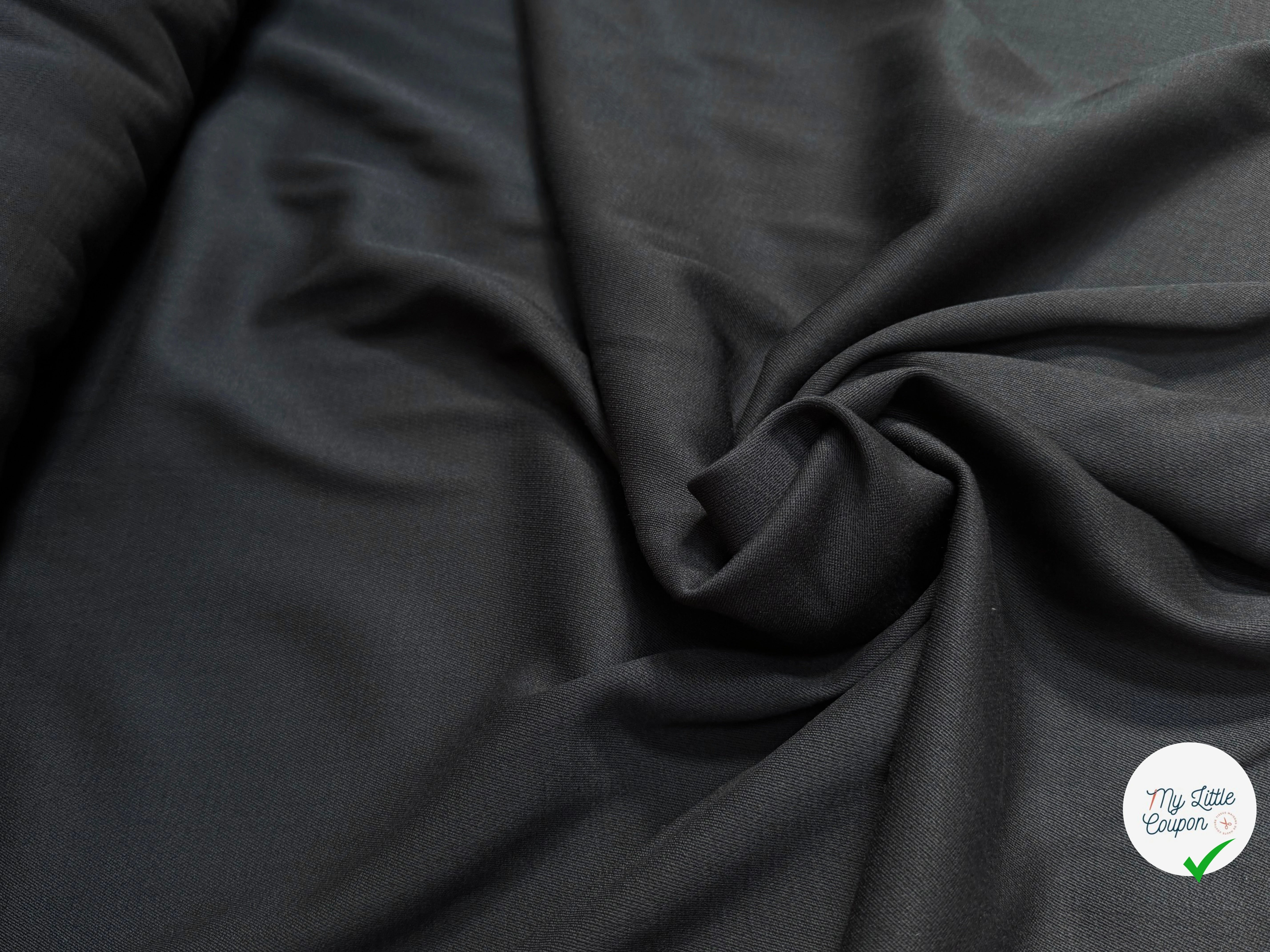 DRAPERIE DE LAINE SERGÉE TENUE LOURDE STRETCH NOIR - My Little Coupon