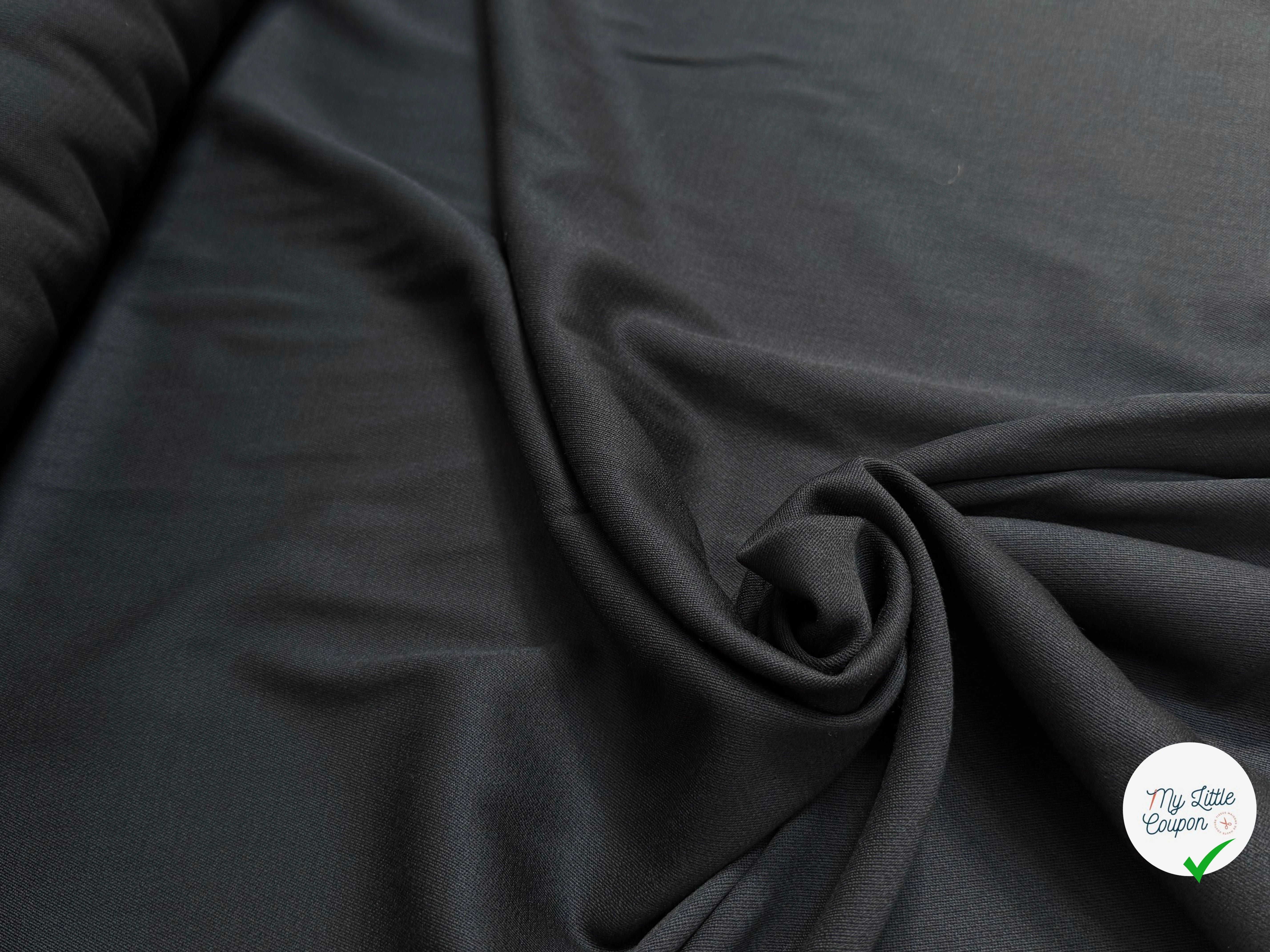 DRAPERIE DE LAINE SERGÉE TENUE LOURDE STRETCH NOIR - My Little Coupon