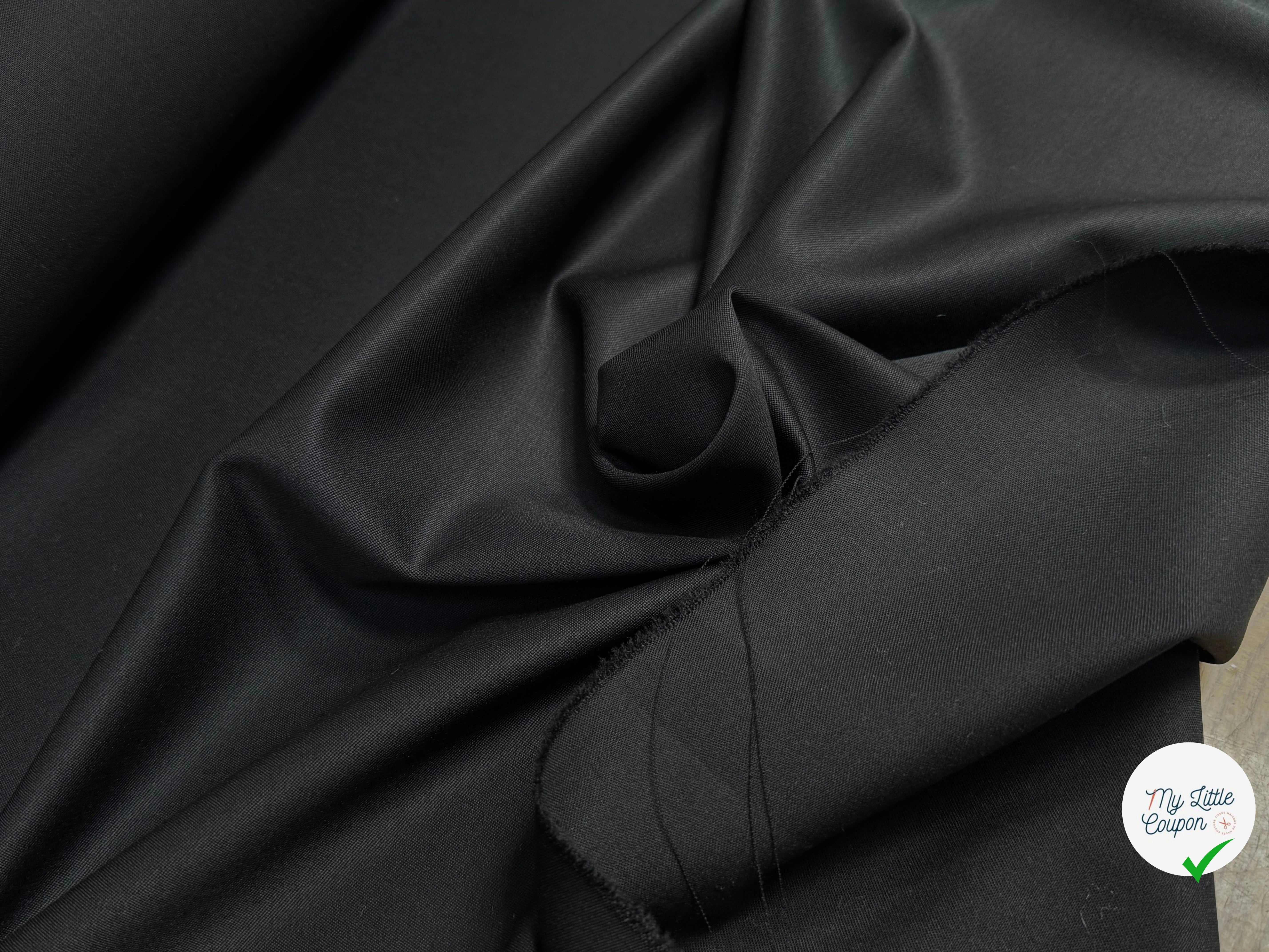 DRAPERIE DE LAINE STRETCH BEAU TOMBÉ ULTRA BELLE NOIR LÉGÈREMENT SATINÉ - My Little Coupon