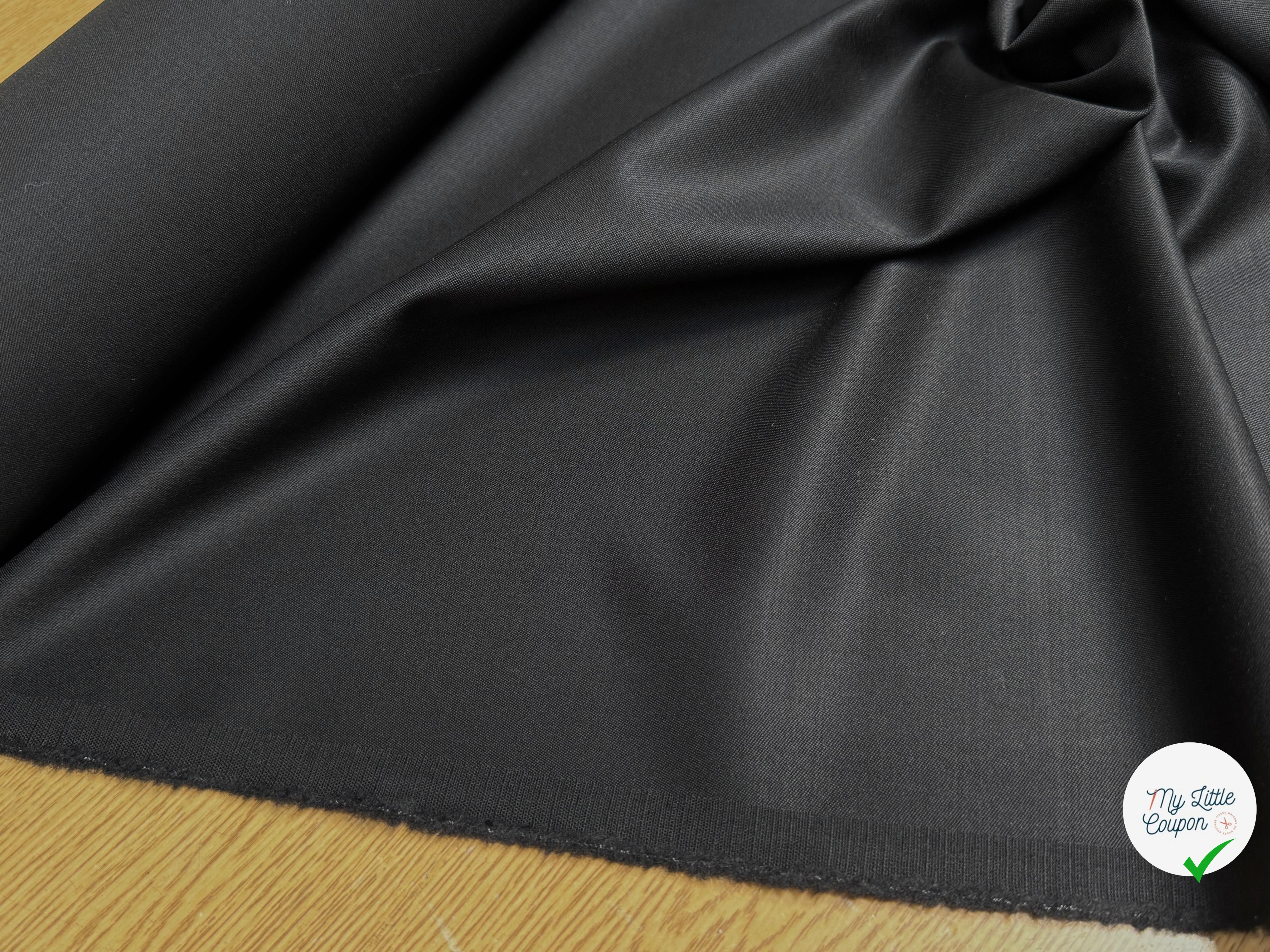 DRAPERIE DE LAINE STRETCH BEAU TOMBÉ ULTRA BELLE NOIR LÉGÈREMENT SATINÉ - My Little Coupon