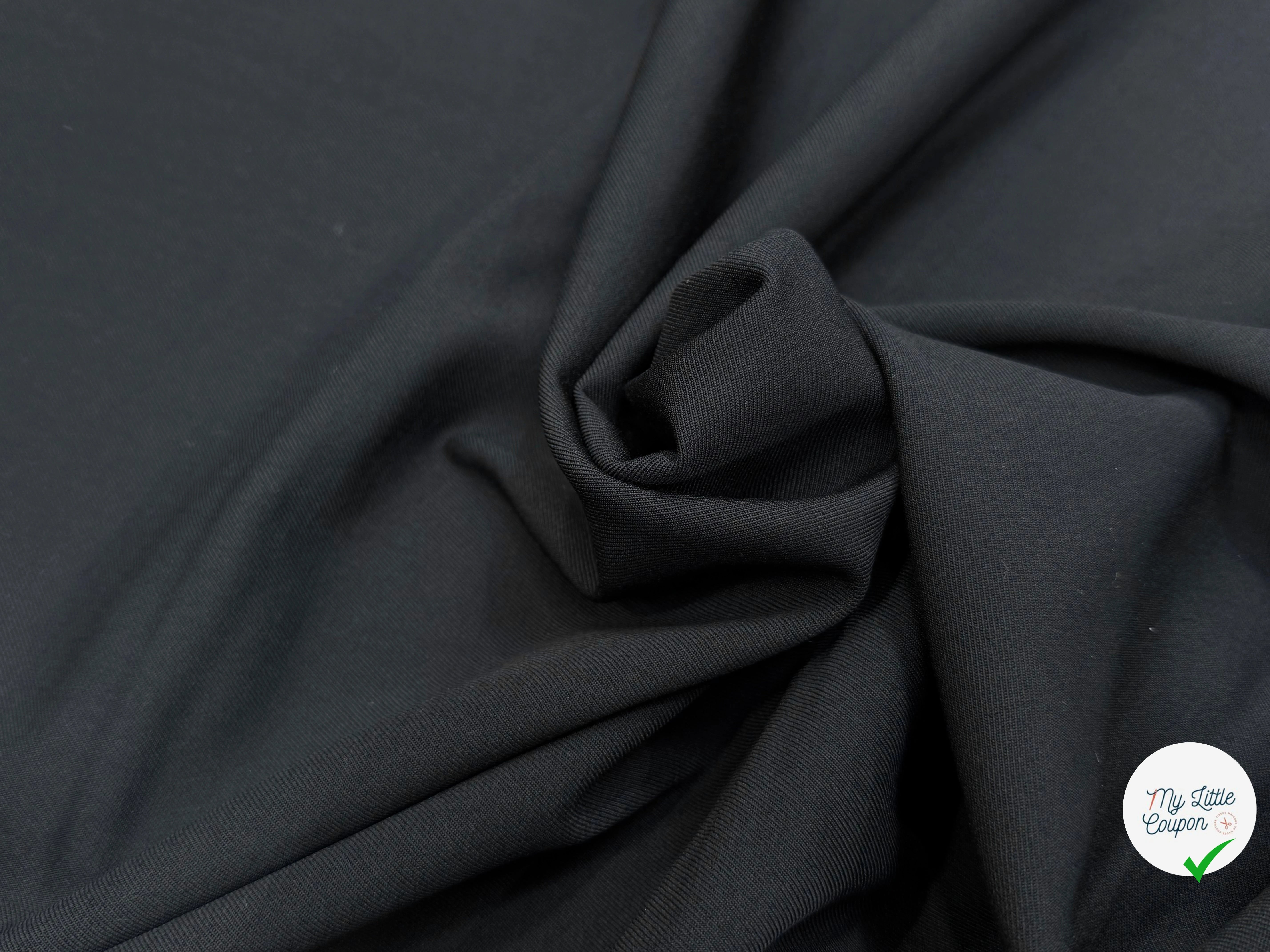 DRAPERIE DE LAINE STRETCH LÉGÈREMENT STRIÉE NOIR TRÈS BELLE TENUE - My Little Coupon