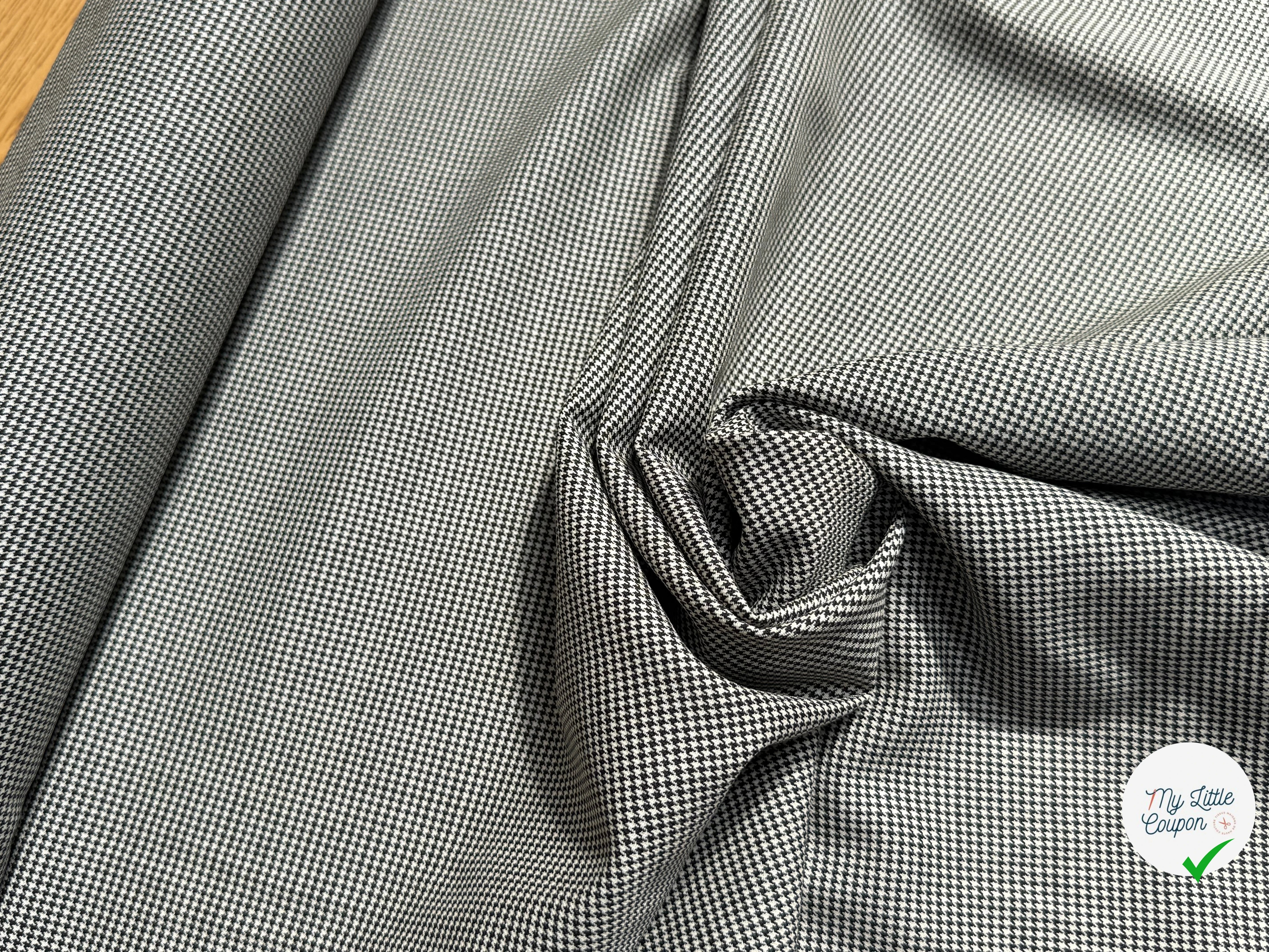 DRAPERIE DE LAINE STRETCH PIED DE POULE BLANC NOIR - My Little Coupon